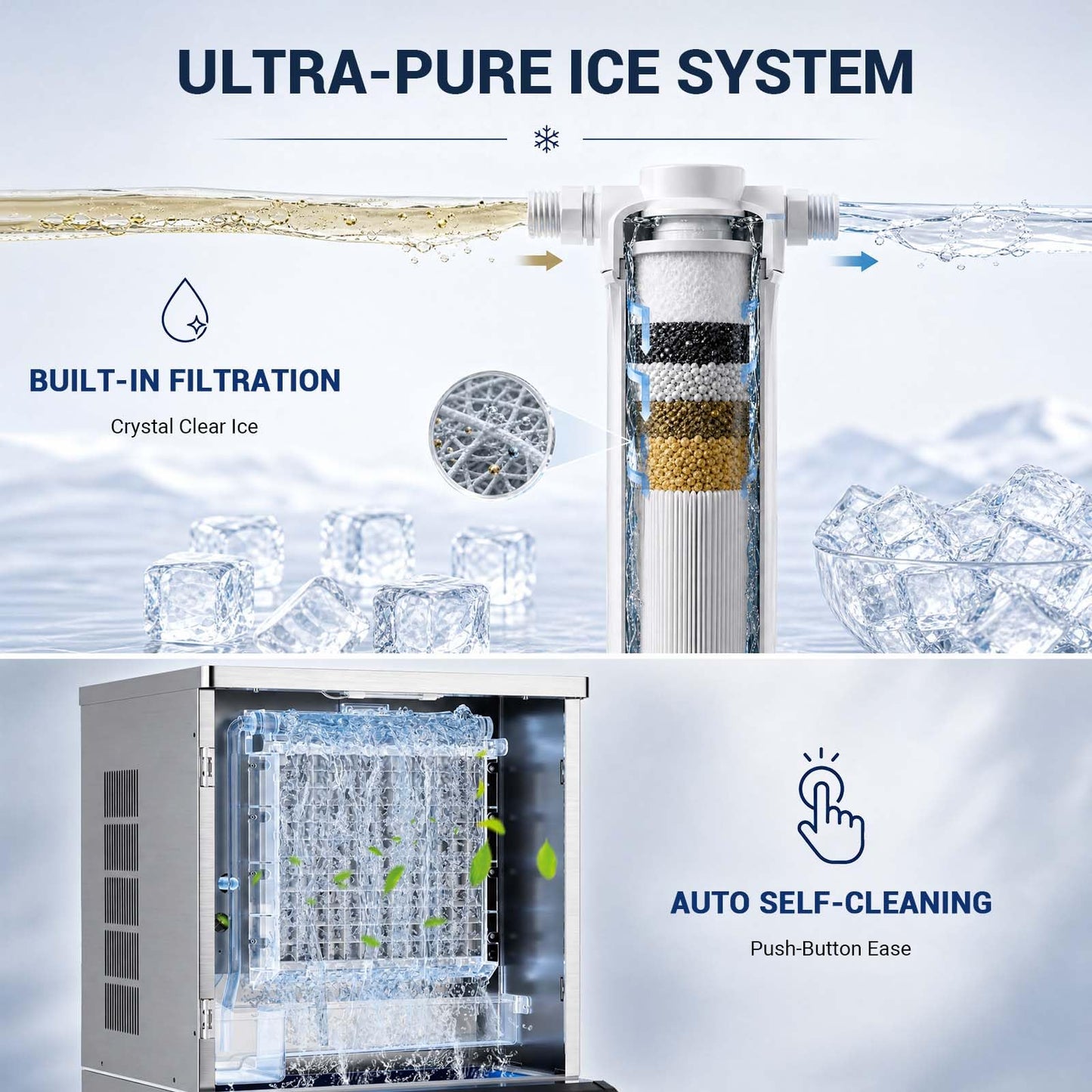 Commercial Ice Maker Machine, 650Lbs/24H Ice Machine with 500LBS Large Storage Bin, ETL Approval, Auto Cleaning Mode & Timing Function, Air Cooled Commercial Ice Maker for Restaurant/Bar/Cafe/Business