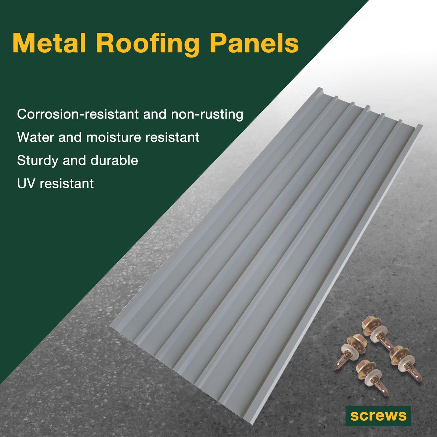 NeatiEase 20 Pcs Metal Roofing Panels, 5.1 Feet Corrugated Galvanized Roofing Panels Metal Siding Panels with Steel Screws for Pergola, Gazebo, Shed, Outdoor Storage, Chicken Coop, Patio,Garages