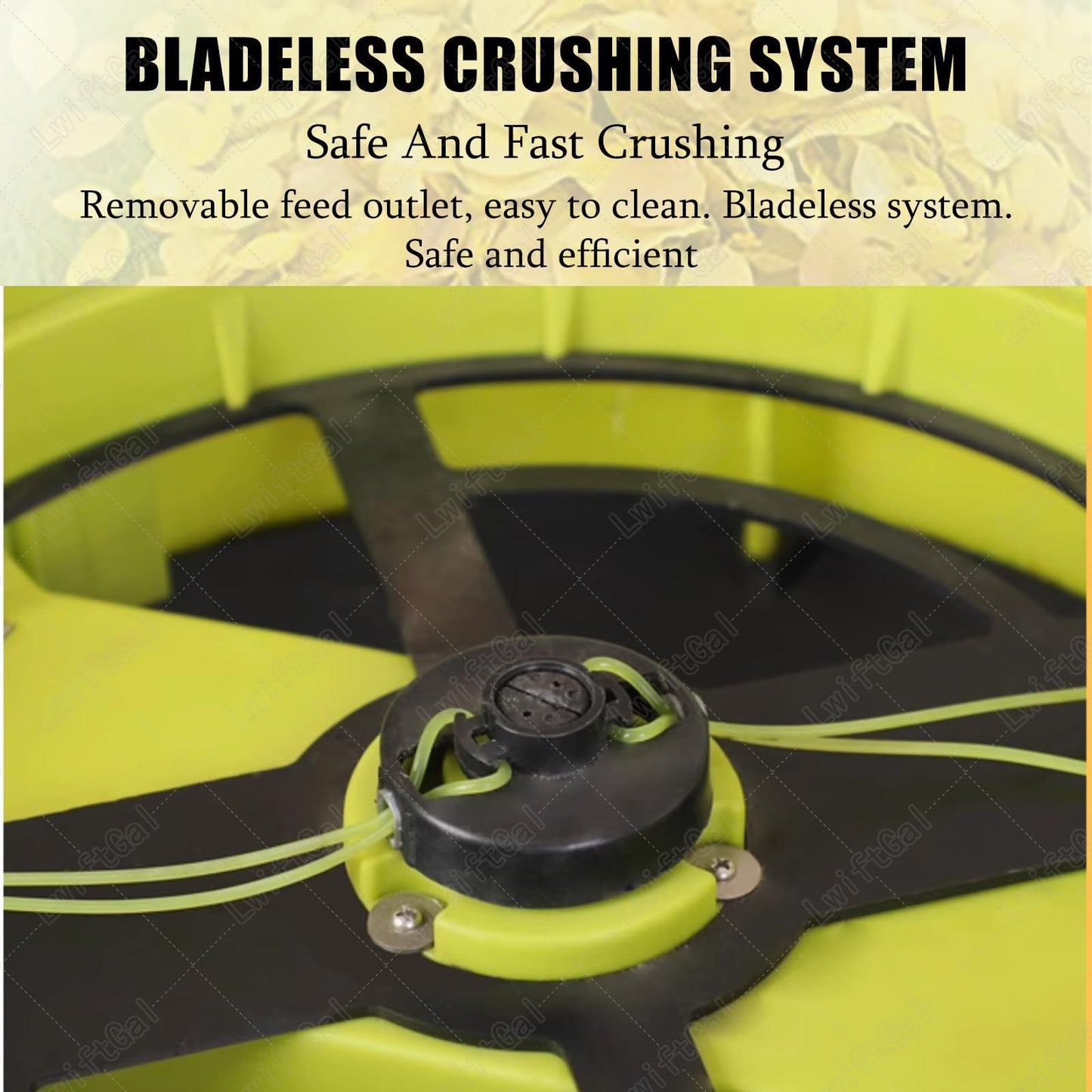 LwiftGal Garden Leaf Crusher with Wheels and Storage Bag, Electric Leaf Mulcher Compost Shredder 2500w, 8000rpm Electric Chipper for Yard Cleanup, Composting 30mpowercord