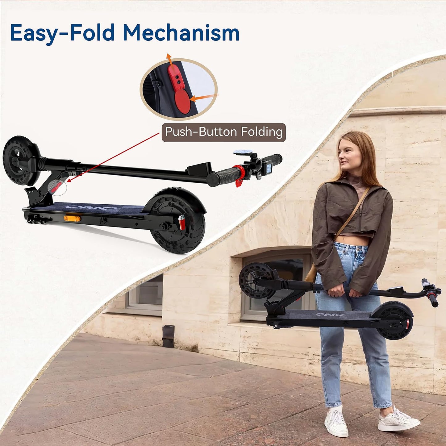 Electric Scooter for Big Kids/Teens - 250W Motor, 15.5 mph Top Speed, Rear Foot Brake, Folding E-Scooter for Riders up to 220 lbs, UL-2272 Certified, Black