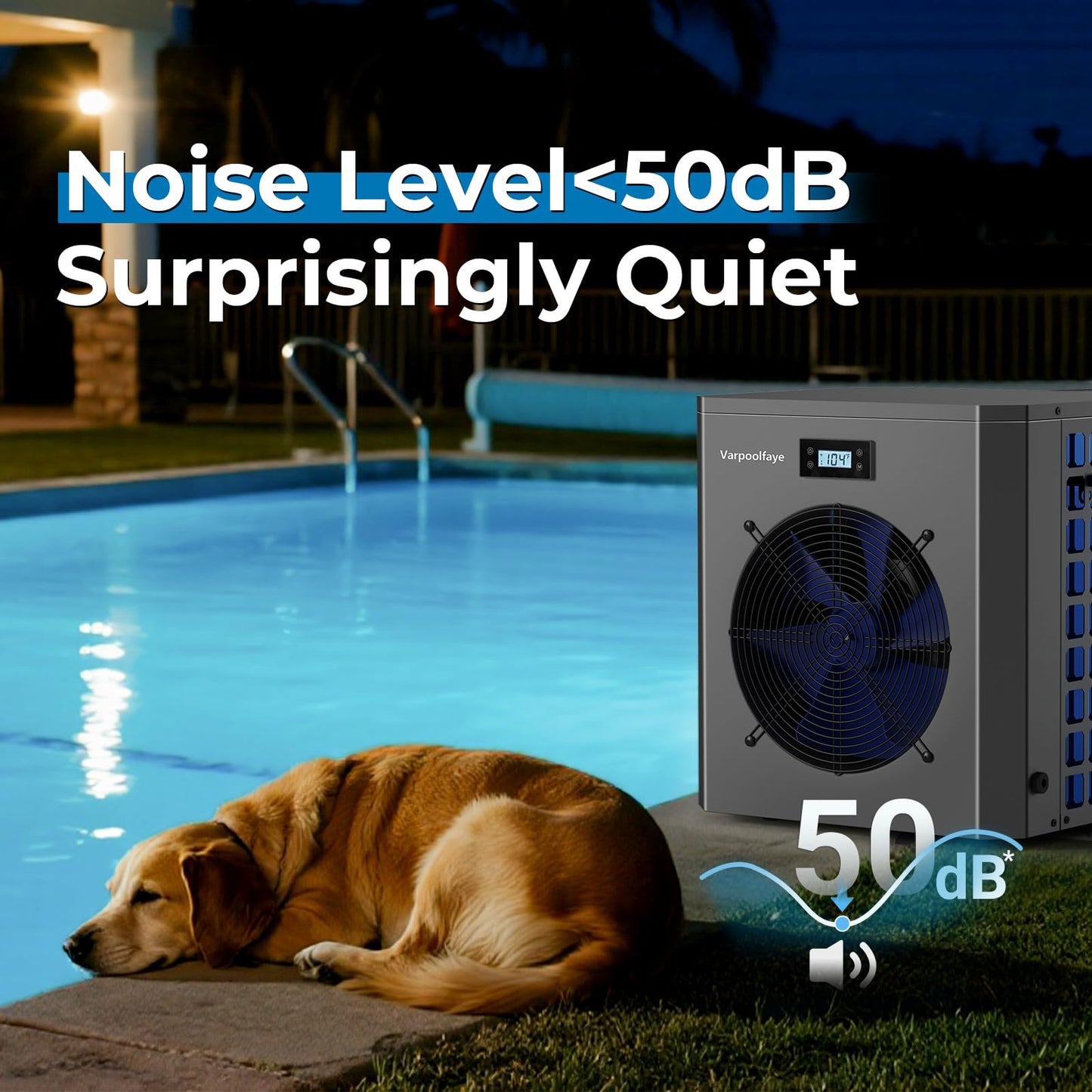 Varpoolfaye 16000 BTU Swimming Pool Heat Pump 5000 Gallon Electric Pool Heater for Above Ground Pool 5KW Heating or Cooling WiFi Control Timer Pool Heater 110V 60Hz