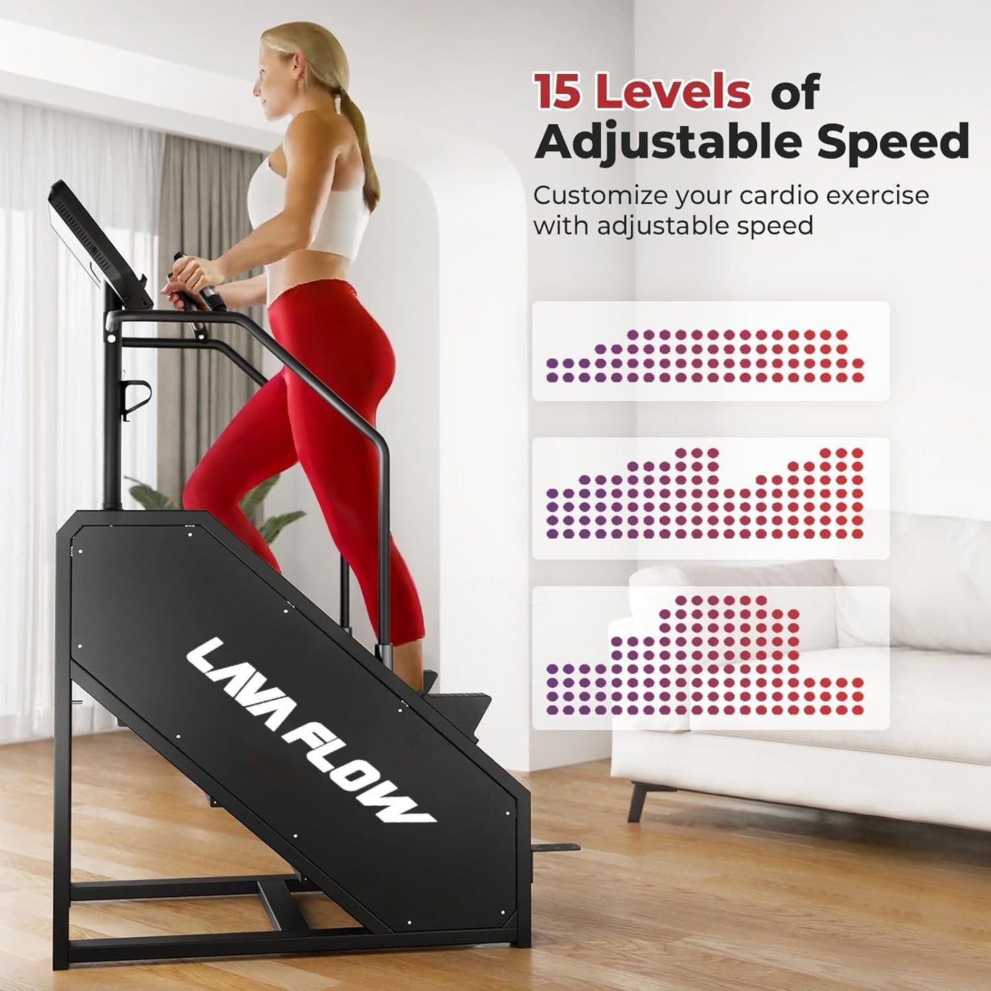 GMWD Stair Stepper Machine, Commercial Grade Stair Climber with Bluetooth, Stair Machine for Cardio, 15 Resistance Levels, 24-164 Steps/Min, Exercise Machine with LED Display for Home