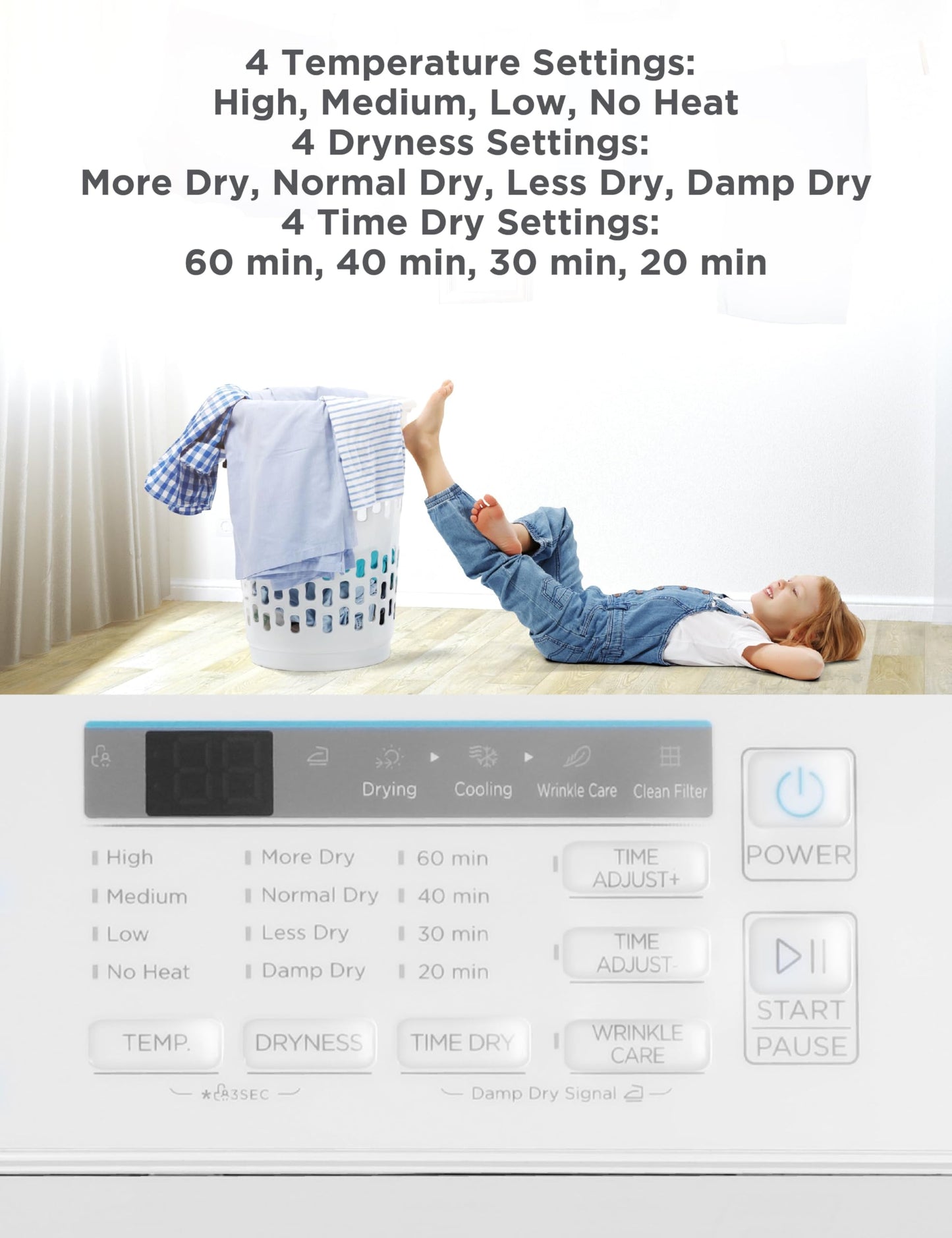 BLACK+DECKER 7.0 Cu. Ft. Front Load Dryer, Electric Clothes Dryer with LED Display and Dial Control, 5 Sensor and Manual Dry Selections, 240V, Requires Professional Installation, BLD67ME, White
