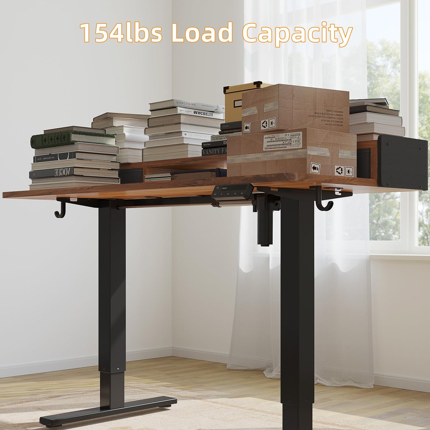 YIHAYO Low Height Adjustable Desk with Drawers, Lifts 18.1-28.3 Inches, Electric Standing Desk with Storage Shelf for short people, 48 x 24 Inches Table with Splice Board for Home Office, Rustic Brown