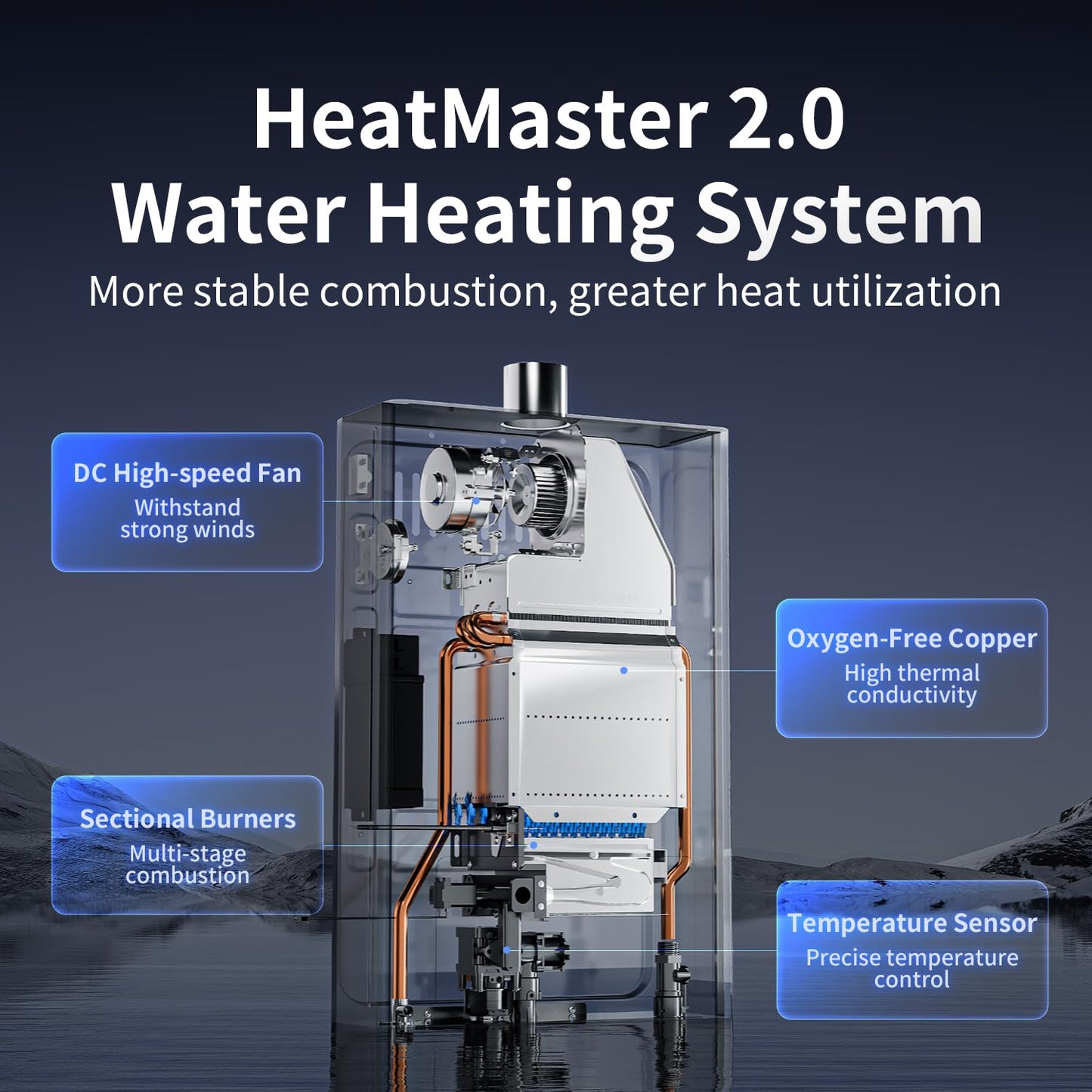 Ranein Natural Gas Tankless Water Heater, Indoor Max 3.6 GPM, 80,000 BTU Instant Hot Water Heater