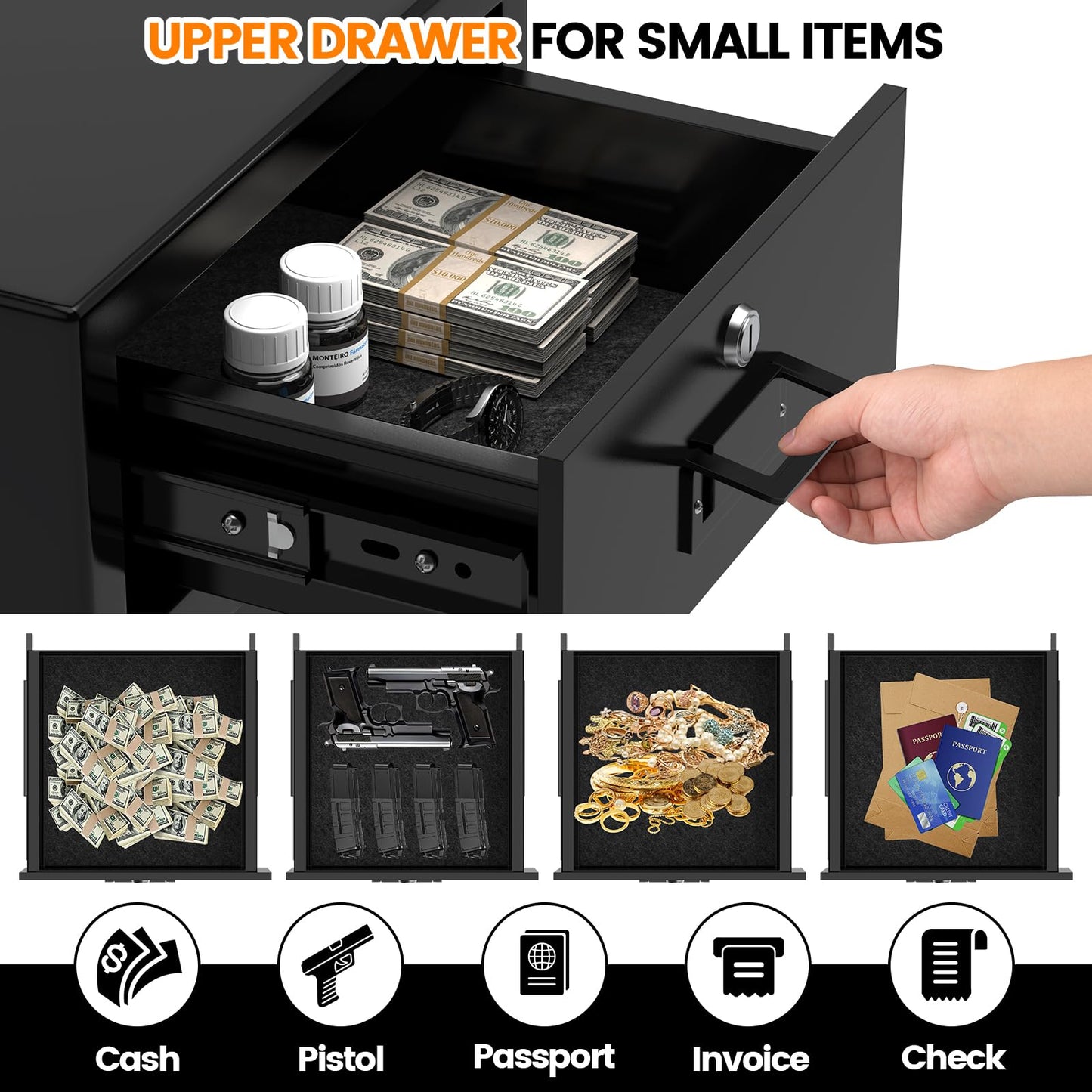 7.5 Cub Large Drop Safe for Business, Anti-Theft Depository Safe Box with Quick Place Drop Slot, Drawer, Digital Keypad, Spare Key, Heavy-duty Cash Drop Safes for Commercial Bussiness Retail Office