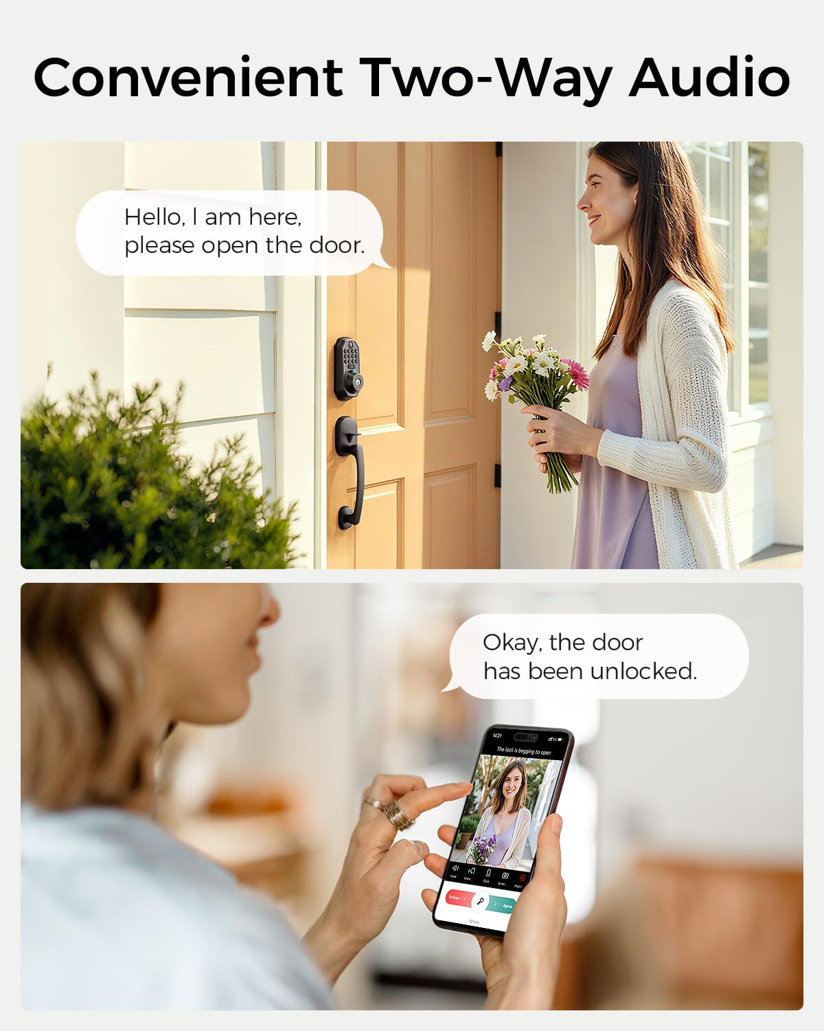 ARPHA Keyless Entry Deadbolt with Handle Set - WiFi Smart Lock with Camera, 5-in-1 Camera+Doorbell+Fingerprint+Keypad, App Control, Auto Lock, Easy Install, Waterproof for Front Door（Black）