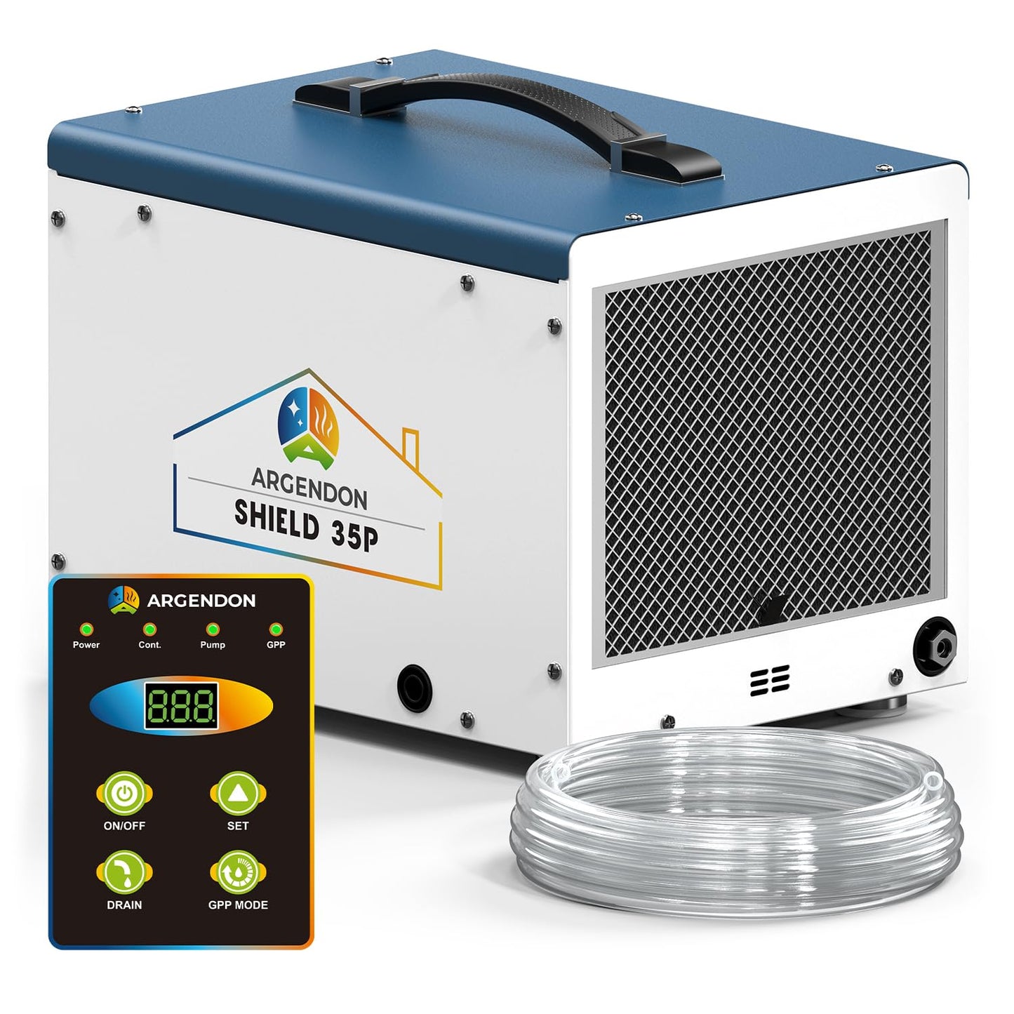 ARGENDON Crawlspace Dehumidifier with Pump, 70 Pint Commercial Dehumidifier for Basement with Drain Hose, Auto Defrost, Memory Starting, Compact, GLGR, Up to 1000 Sq Ft, 5 Years Limited Warranty