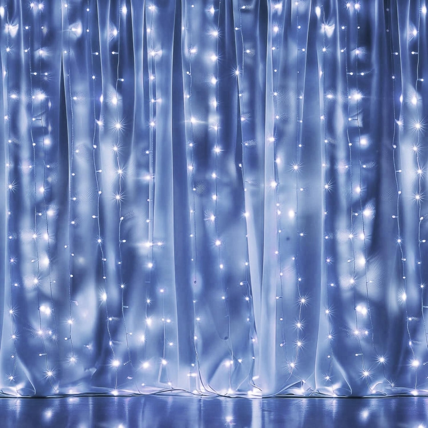 Dazzle Bright 300 LED Curtain String Lights, Waterproof, 8 Lighting Modes, White, Model CL-300CC