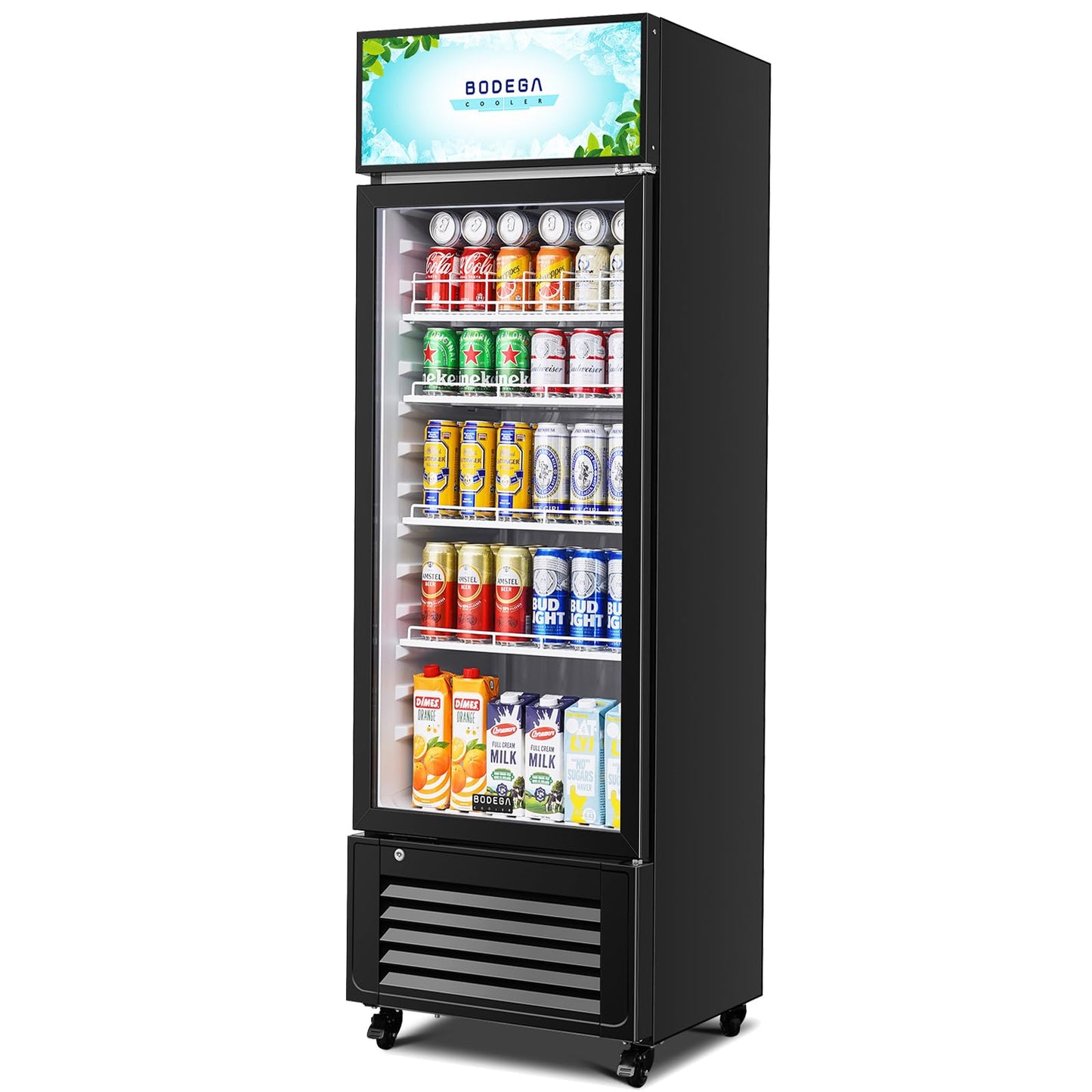 BODEGACOOLER Beverage Refrigerator and Cooler, 10.0 Cu.Ft. Commercial Refrigerator For Home & Kitchen, Office and Garage, Display Refrigerator with Adjustable Shelves and LED Light For Beer, Soda.