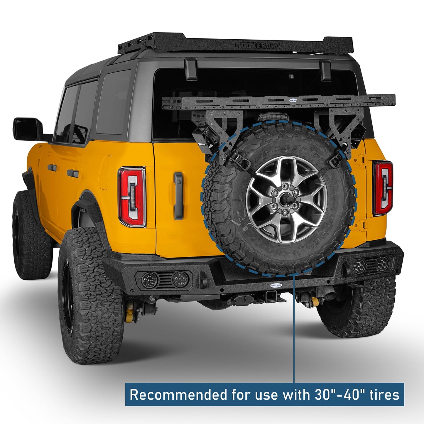 Hooke Road Universal Spare Tire Cargo Rack Basket Carrier for 30"-40" Tires, Fits for 1976-2026 Jeep Wrangler (CJ, YJ, TJ, JK, JL) & 2021-2026 Ford Bronco, SUV, RV
