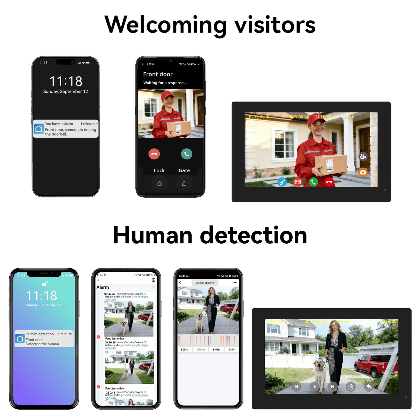 KeonBell Video Door intercom 2-Wired, doorbell withCamera, Full HD Camera, Door intercomSupports Password, 7" WiFi Monitor andTuya APP, 2-Way Audio, Unlock for HomSecurity System