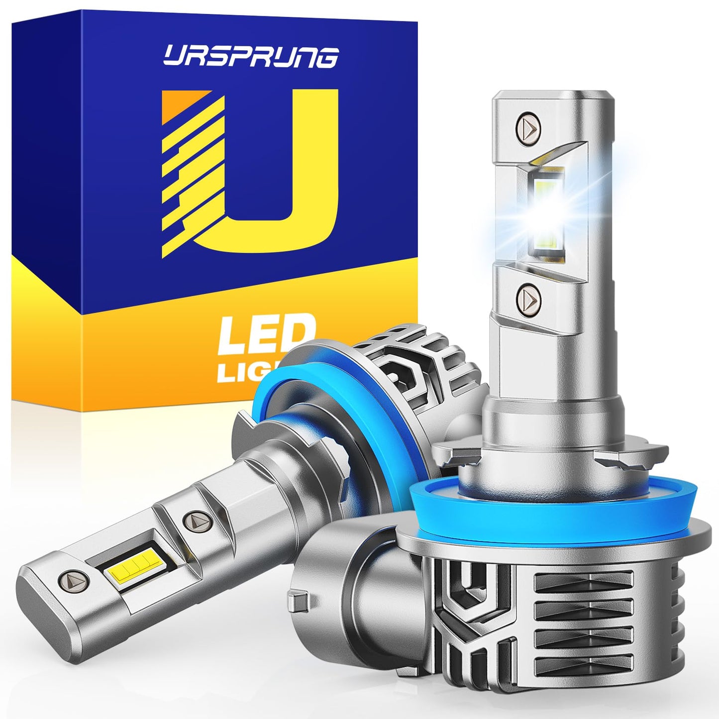 Ursprung H11 LED Bulbs, 900% Brightness, 36000LM, 6500K Cool White, Plug and Play, Aluminum, Pack of 2