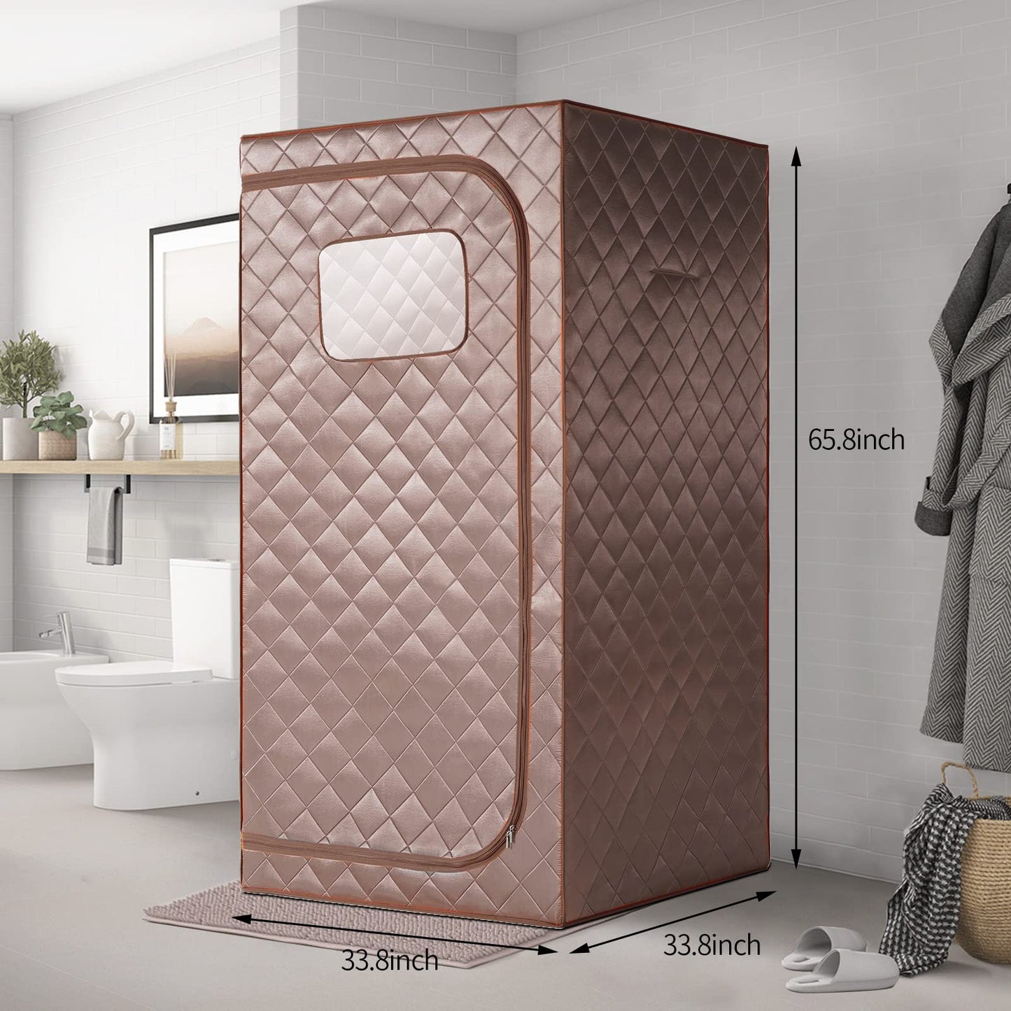 TaTalife Portable Full Size Infrared Sauna, Personal Sauna for Home Spa, Home Spa Tent with Remote Control, Heating Foot Pad, Foldable Reinforced Chair, Detox Therapy (L 33.8" x W 33.8" x H 66.5")