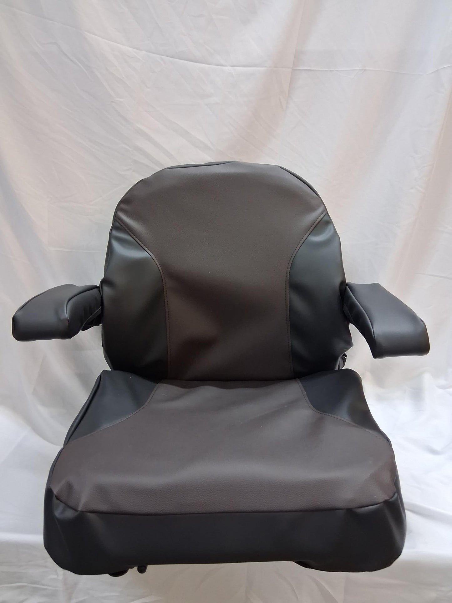 Universal High Back Zero Turn Lawn Mower Seat in Black and Brown Vinyl. TS101.