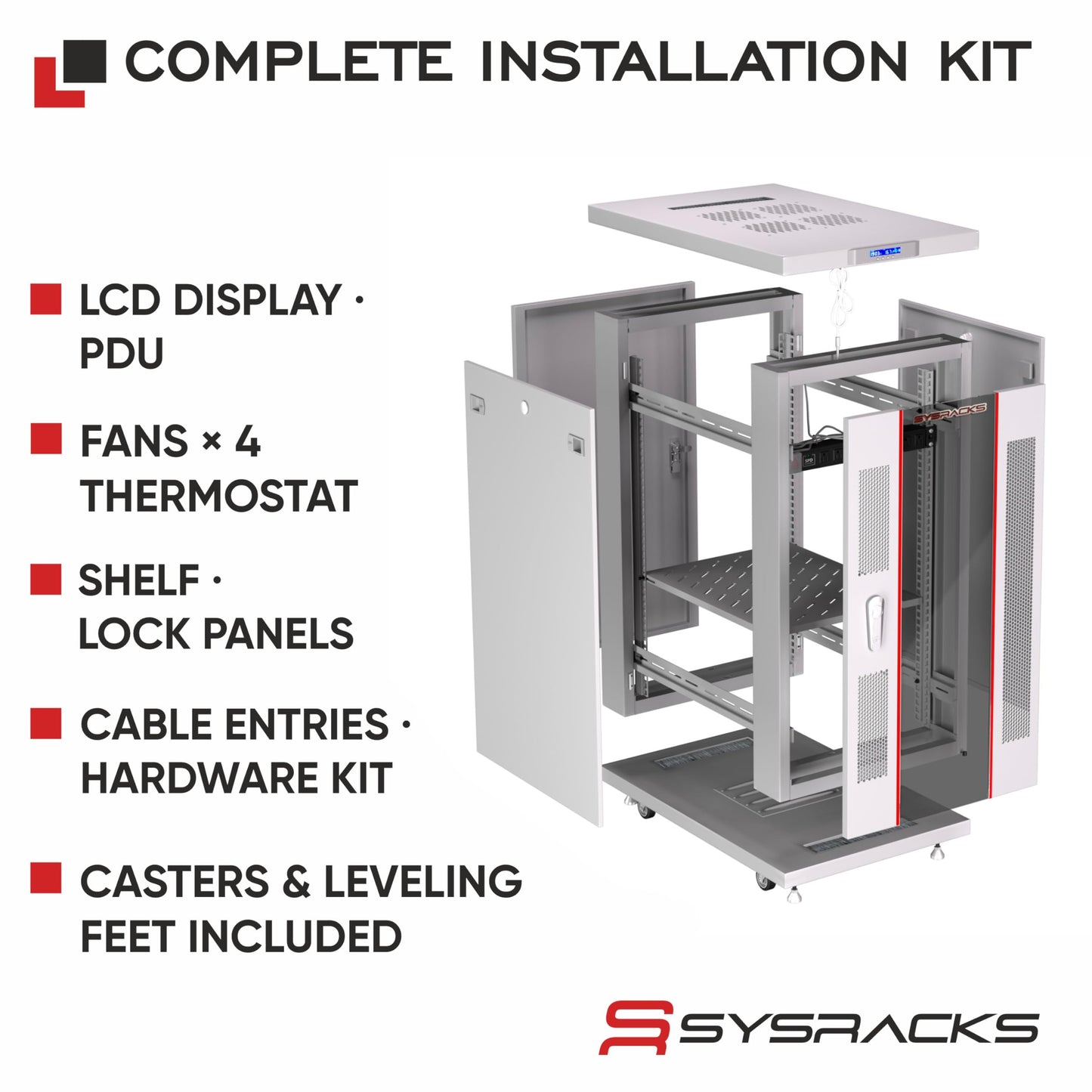 27U Home Server Rack Cabinet – 19" Floor Standing Network Rack, 35" Deep Homelab Rack with Locking Glass Door, Cooling Fans, PDU & Shelf for NAS, Router, Switch and AV Equipment