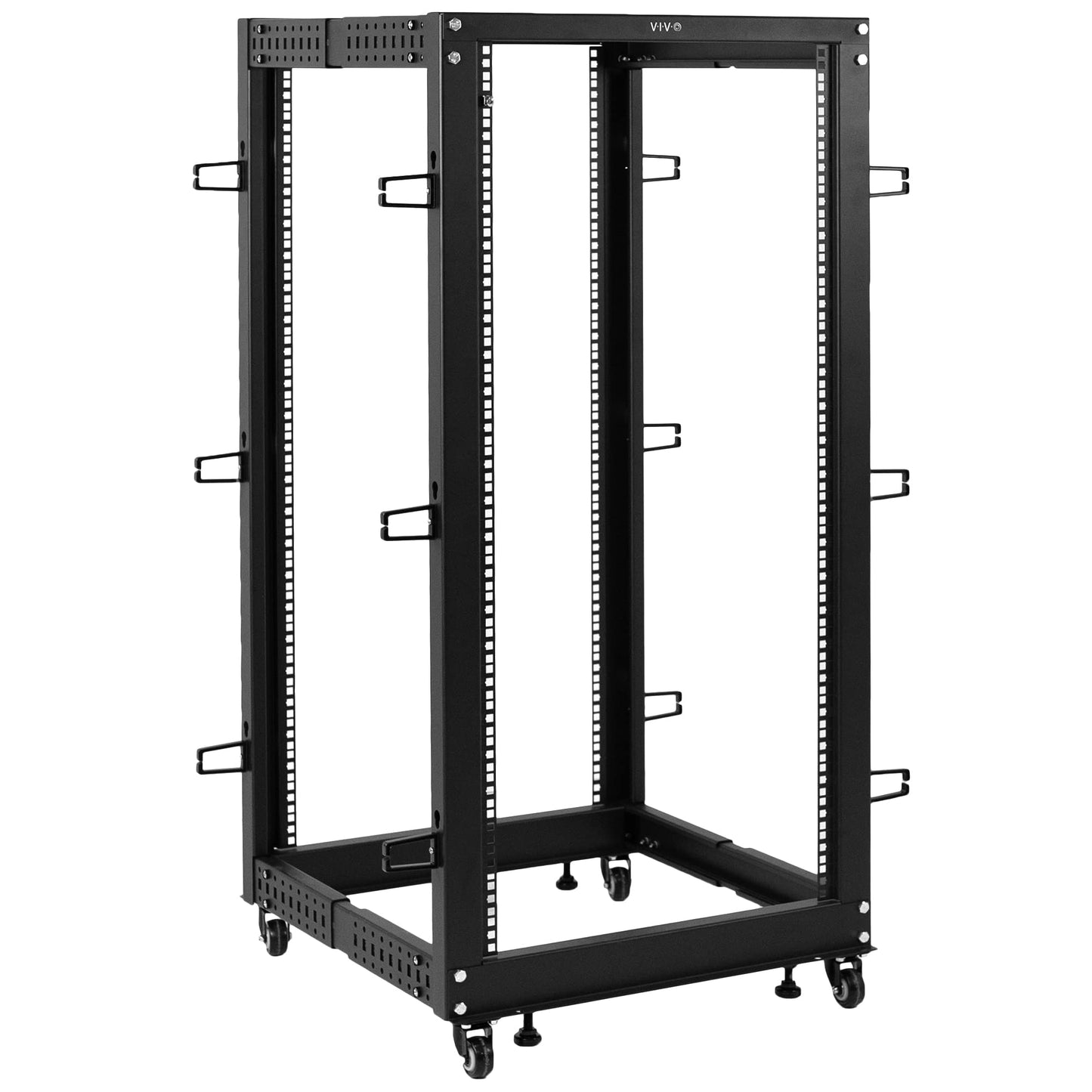 VIVO 25U Freestanding Server Rack, Mobile Open Frame 22 to 40 inch Adjustable Network Server Cart, Black, CART-SR25U