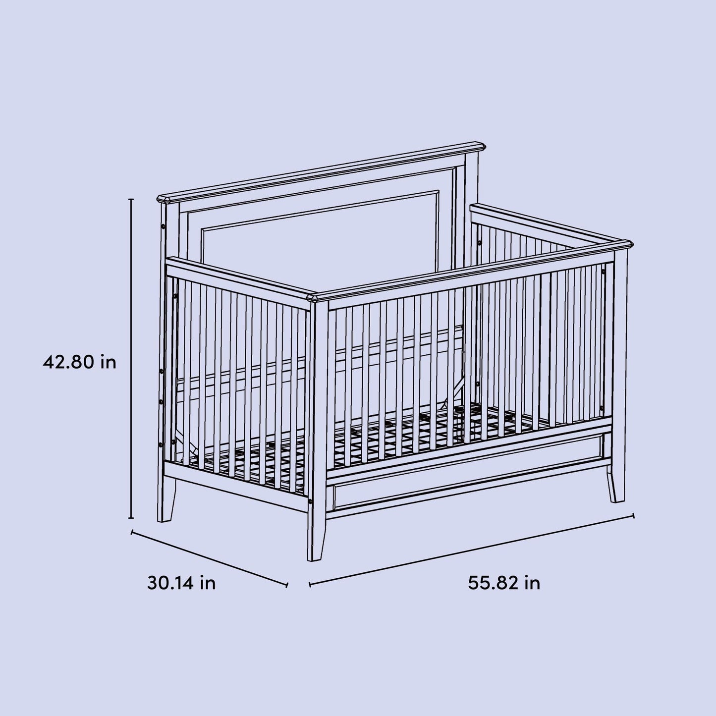 Storkcraft Solstice 5-In-1 Convertible Crib – GREENGUARD Gold Certified, Converts to Toddler Bed and Full-Size Bed, Fits Standard Full-Size Crib Mattress, Adjustable Mattress Support Base (White)