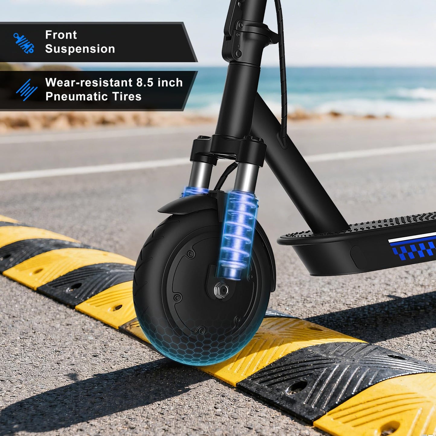 Electric Scooter Adults 350W Motor 8.5" Solid Tire Foldable E Scooter Adult and Teens Max 19 MPH Speed Dual Braking System APP Control