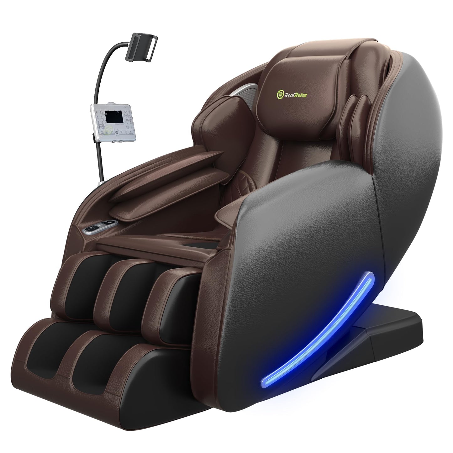 Real Relax Massage Chair Full Body with Unique Phone Controller,Heart and Blood Measurement, Zero Gravity 3D SL-Track Recliner with APP Control, Child Lock,Pause Button, Back Pad, Favor-06, Dark Brown