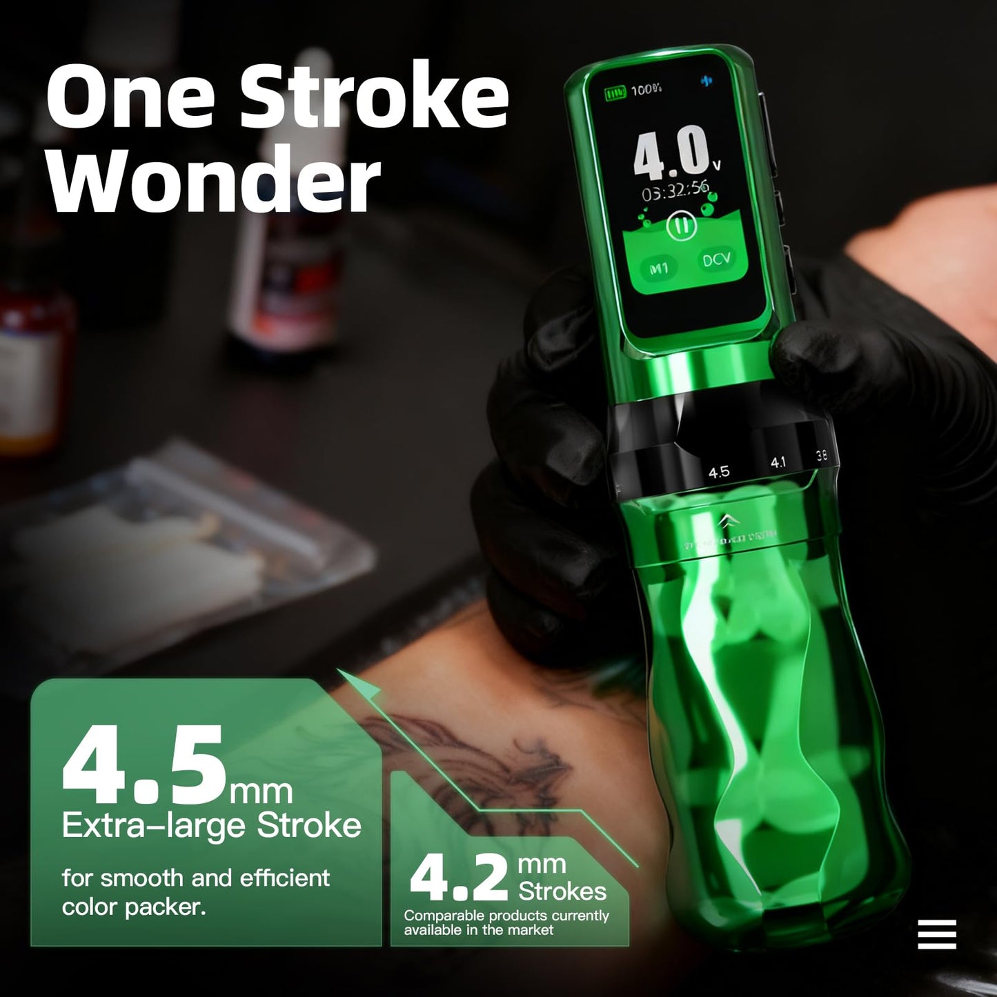 Mast Tattoo Fold Pro Cordless Tattoo Gun Kit Year of the Horse Edition Tattoo Machine 20 Pro Needles Black Tattoo Ink for Professional Artists Complete Tattoo Supplies (Green)