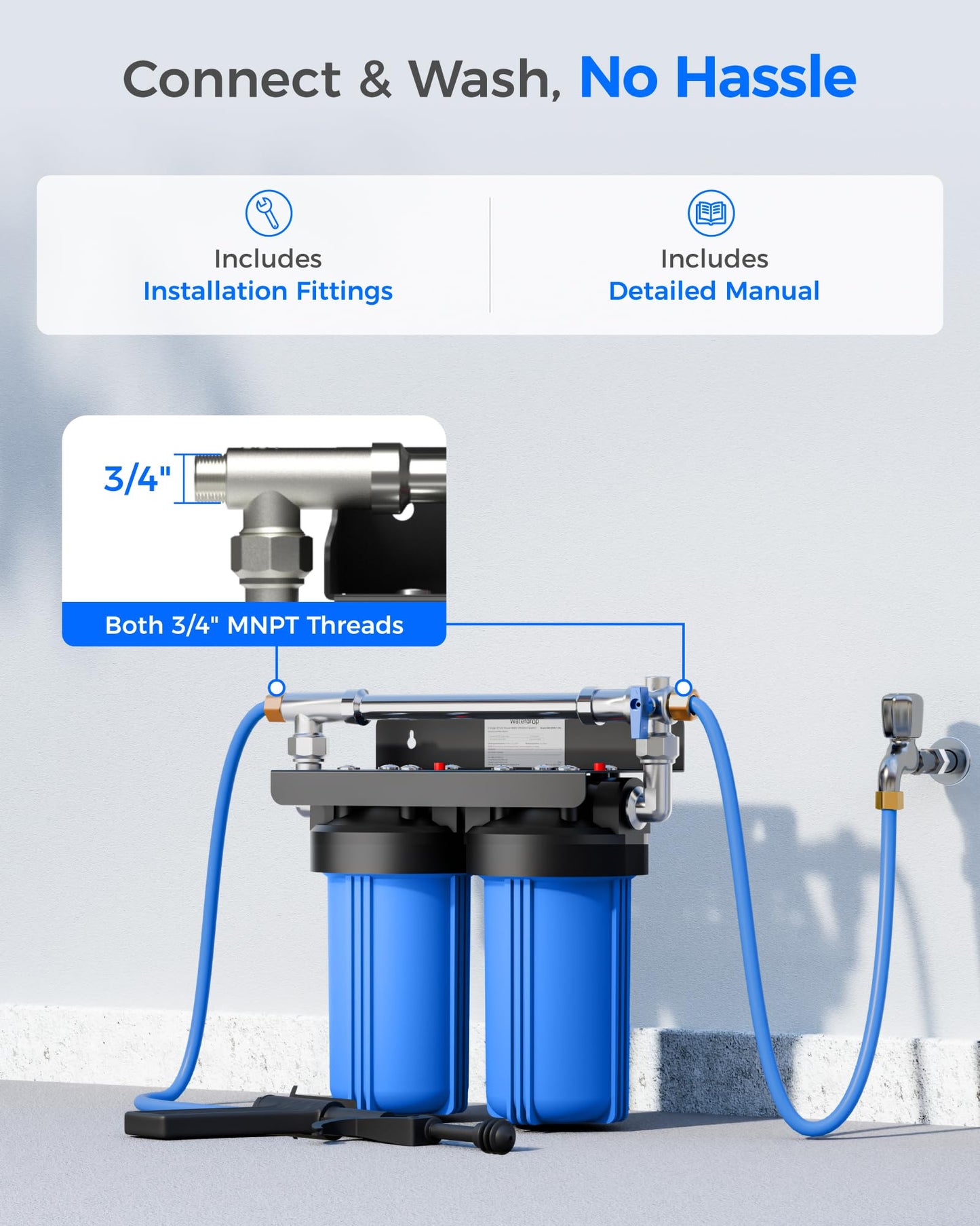 Waterdrop Spotless Car Wash System with Resin, Deionized Water System, Spot Free, Works for All Vehicles, RV, Motorcycles, Windows, Boats, Planes and More, No Towel Drying