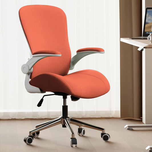 VOTRENIX Orange Ergonomic Office Desk Chair, Soft Fabric Thickened Curved seat Cushion with Adjustable Lumbar Support, Perfect Blend of Comfort and Good Looks, Ideal Chair for Home or Office, Orange