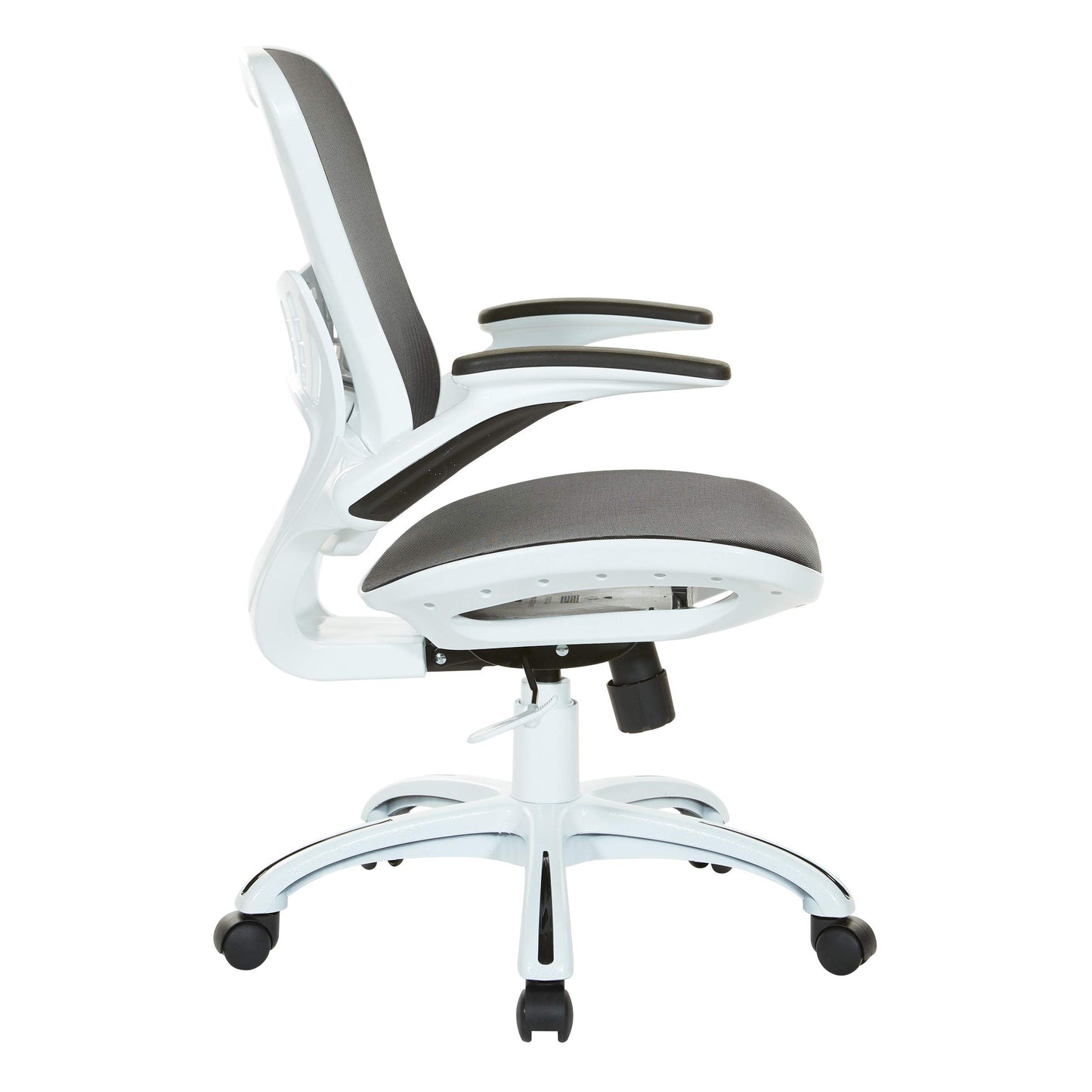 OSP Home Furnishings Riley Ventilated Manager's Office Desk Chair with Breathable Mesh Seat and Back, White Base with Black