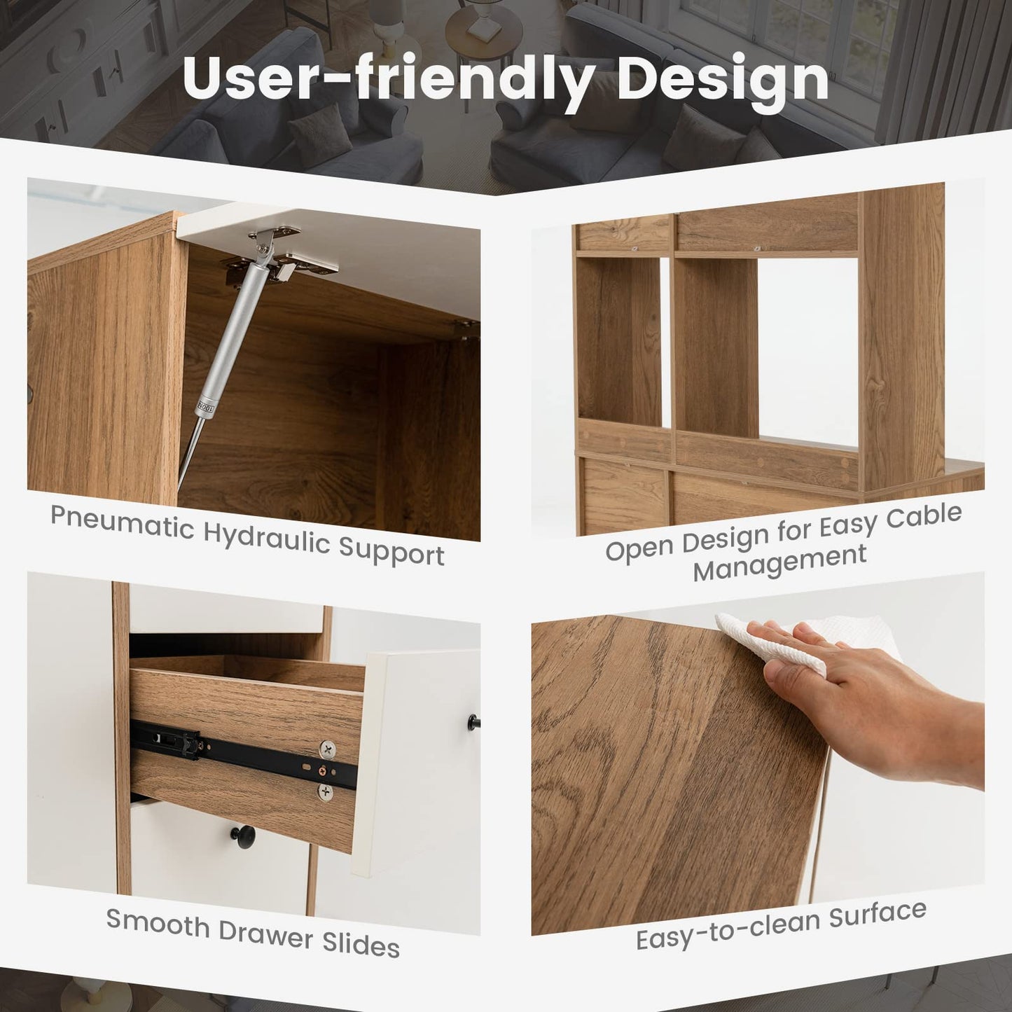 Giantex Kitchen Pantry, Buffet Hutch with 3 Storage Cabinet, 71'' Floor Large Cupboard with 3 Deep Drawers, Wide Countertop, Adjustable Shelves, Tall Sideboard (White & Natural)