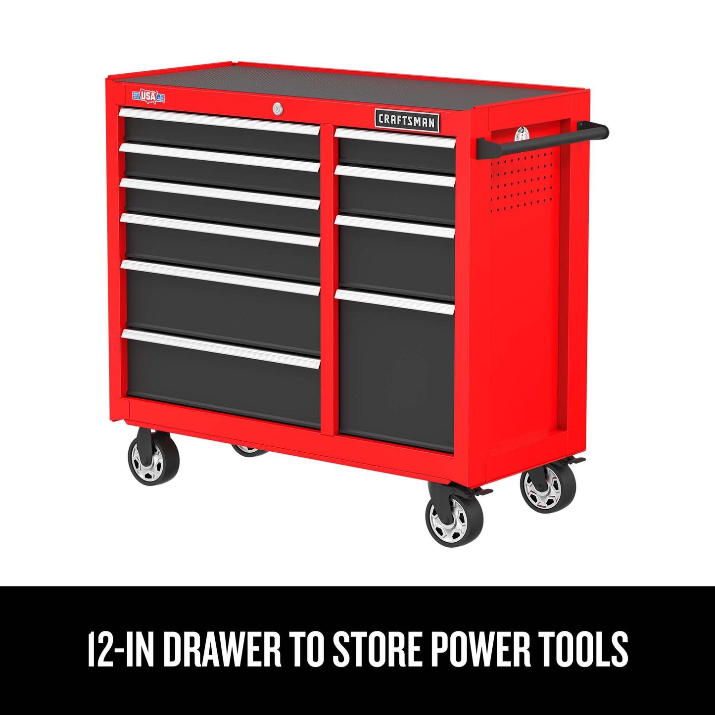 CRAFTSMAN 41" Rolling Tool Chest, 10-Drawer Steel Tool Cabinet with Drawer Trays and Paper Towel Holder (CMST341102RB)