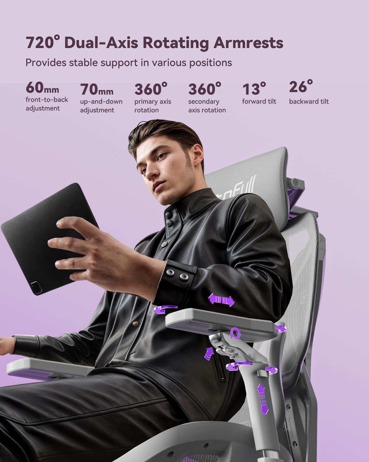 Autofull G7 Gaming Chair - 3-Zone Lumbar, 22-Point Adjustment, Breathable Mesh, Custom Backplate, 720° Armrests, BIFMA Certified Ergonomic, 140° Recline, IGR Certified, Niko Endorsed - Gift for Gamers
