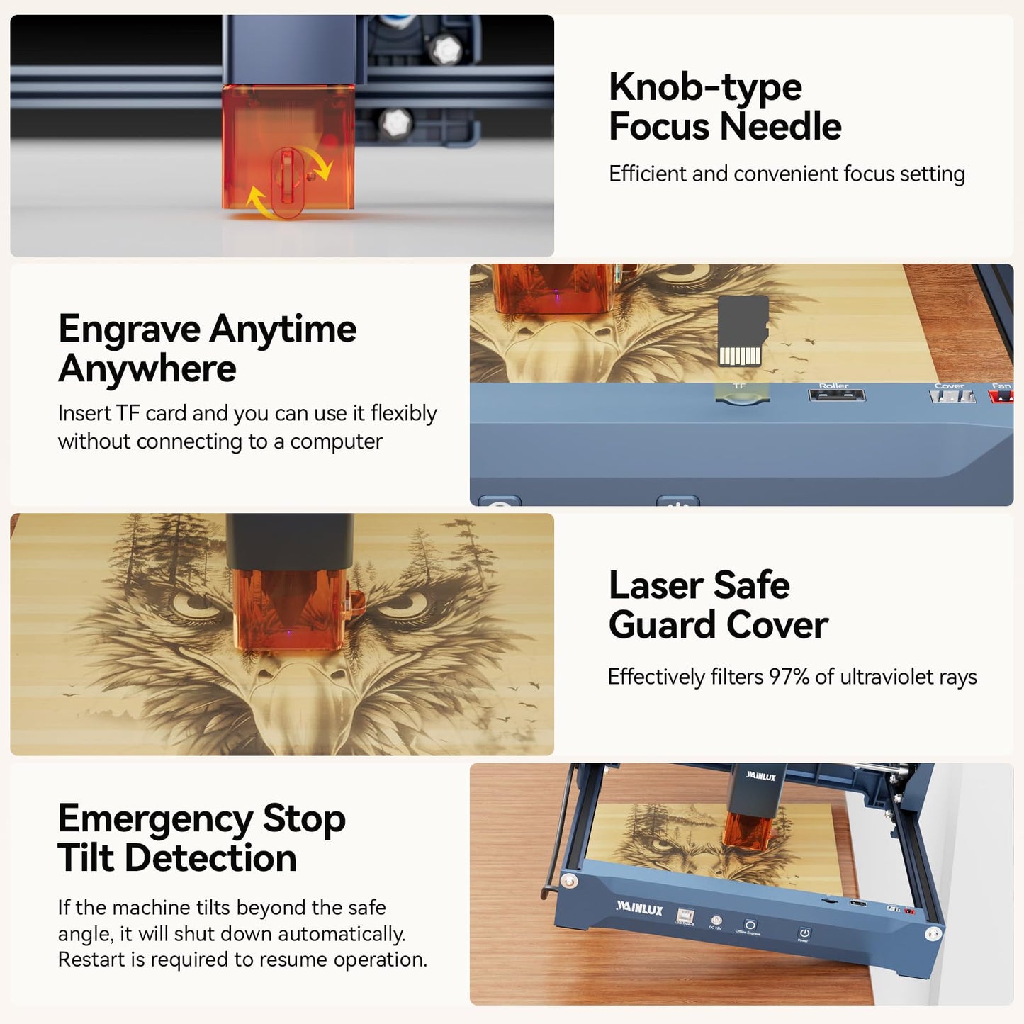 WAINLUX X2 Infrared Laser Engraver for Metal and Plastic, 1064nm 1000mW APP Control Laser Engraving Machine for Jewelry Makers, Small Business and DIY Projects, Class 1