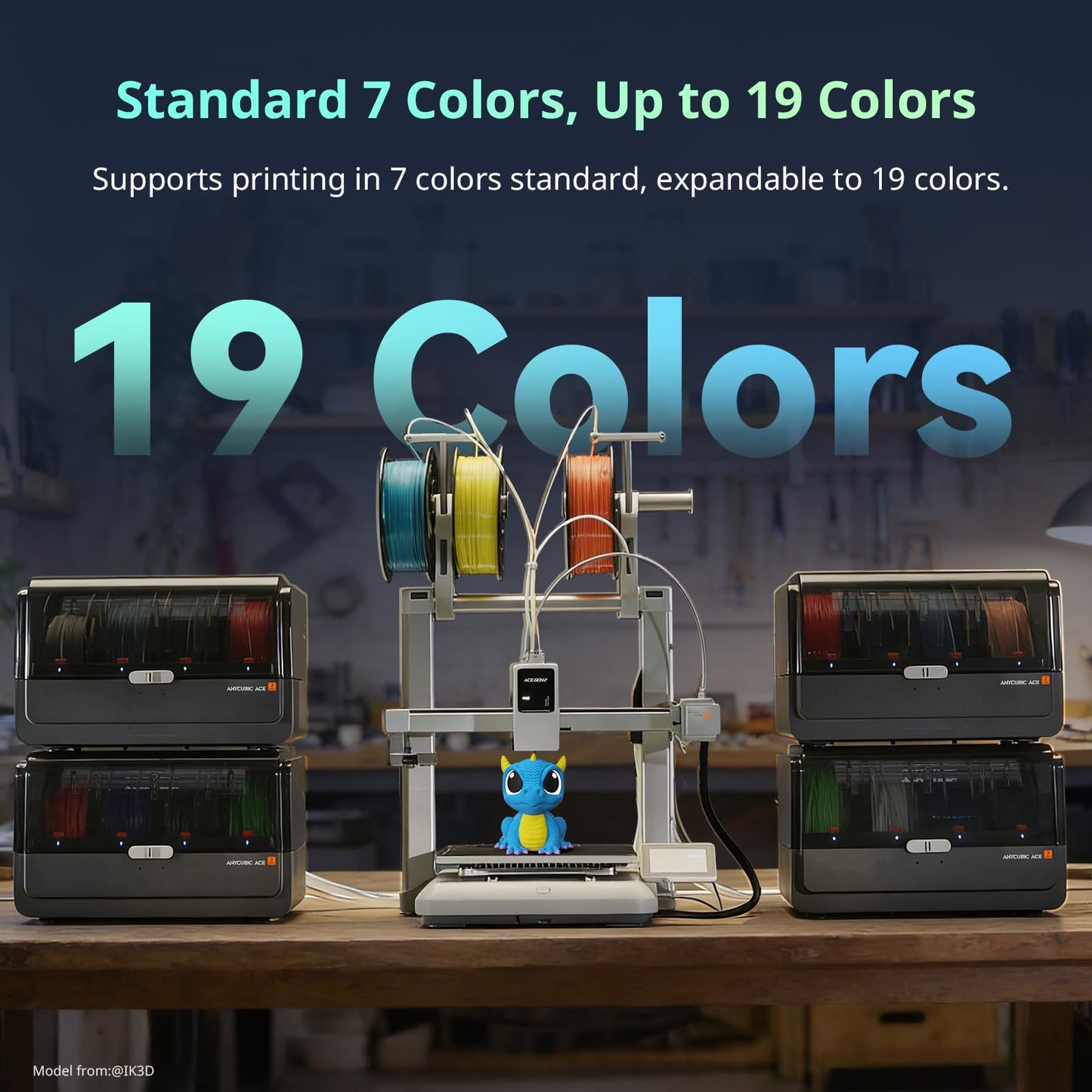Anycubic Kobra X Combo High-Speed 3D Printer, Native 7-Color(up to 19), ACE GEN 2 with 81% Less Purge, 600mm/s, AI Monitoring, Latest-Level Multi-Color Printing for Geeks Professional with ACE 2 PRO