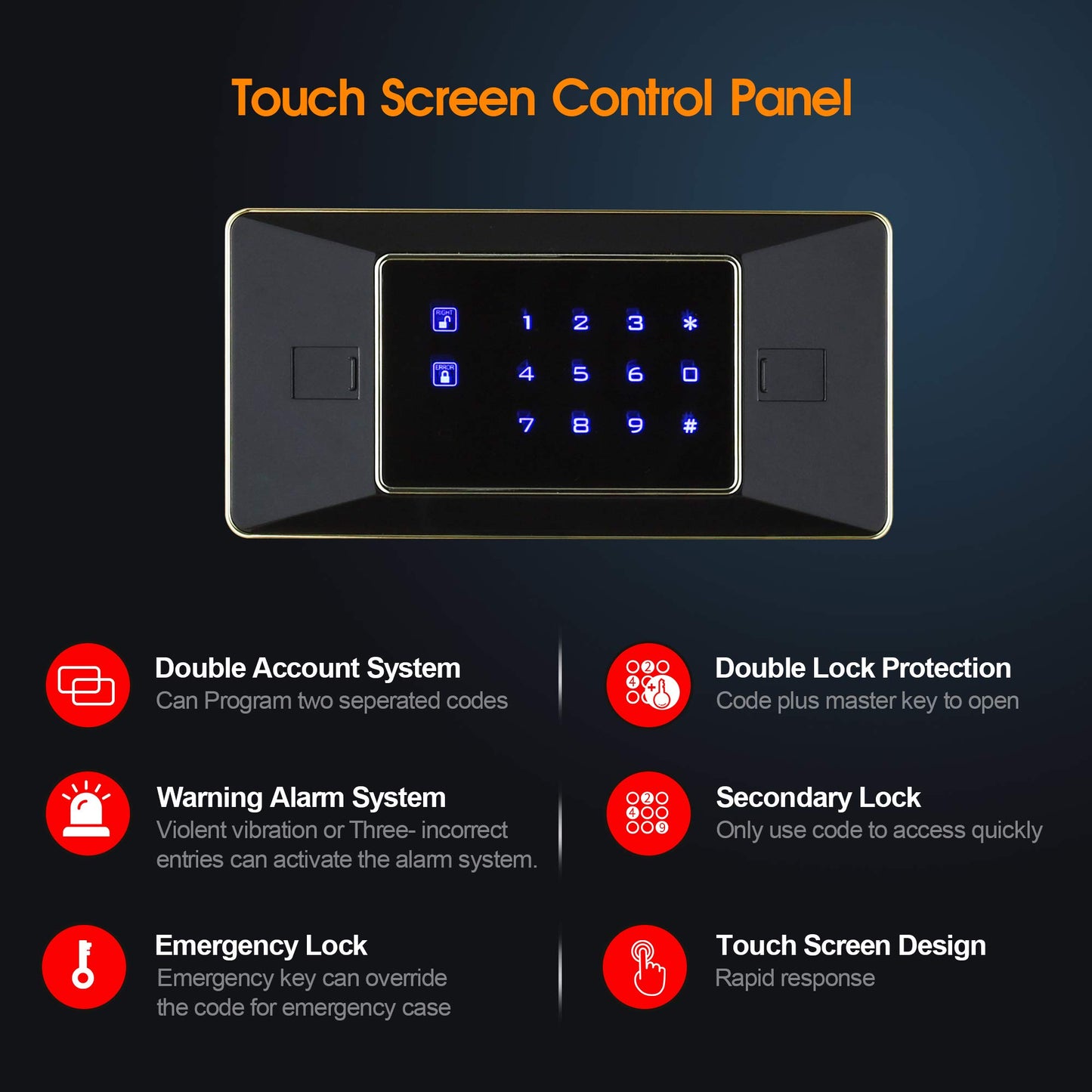 TIGERKING 2.05 Cu Ft Heavy Duty Security Home Safe – Digital Touchscreen Lock, Anti-Theft, Adjustable Shelves, Easy to Use, Ideal for Home or Office, White