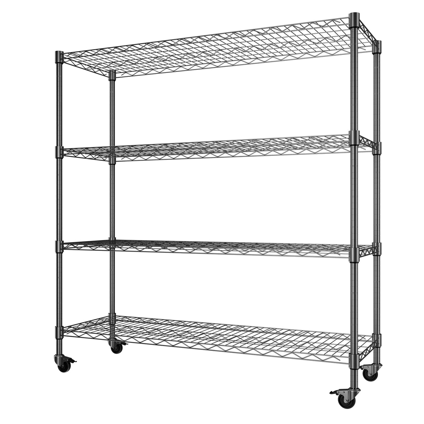 NULTRUMA Storage Shelves, Heavy Duty 4 Tier Storage Metal Shelves with Wheels, 2500LBS Capacity Adjustable Metal Wire Shelving Unit for Garage, Pantry, Kitchen, Closet, Commercial & Industrial Use
