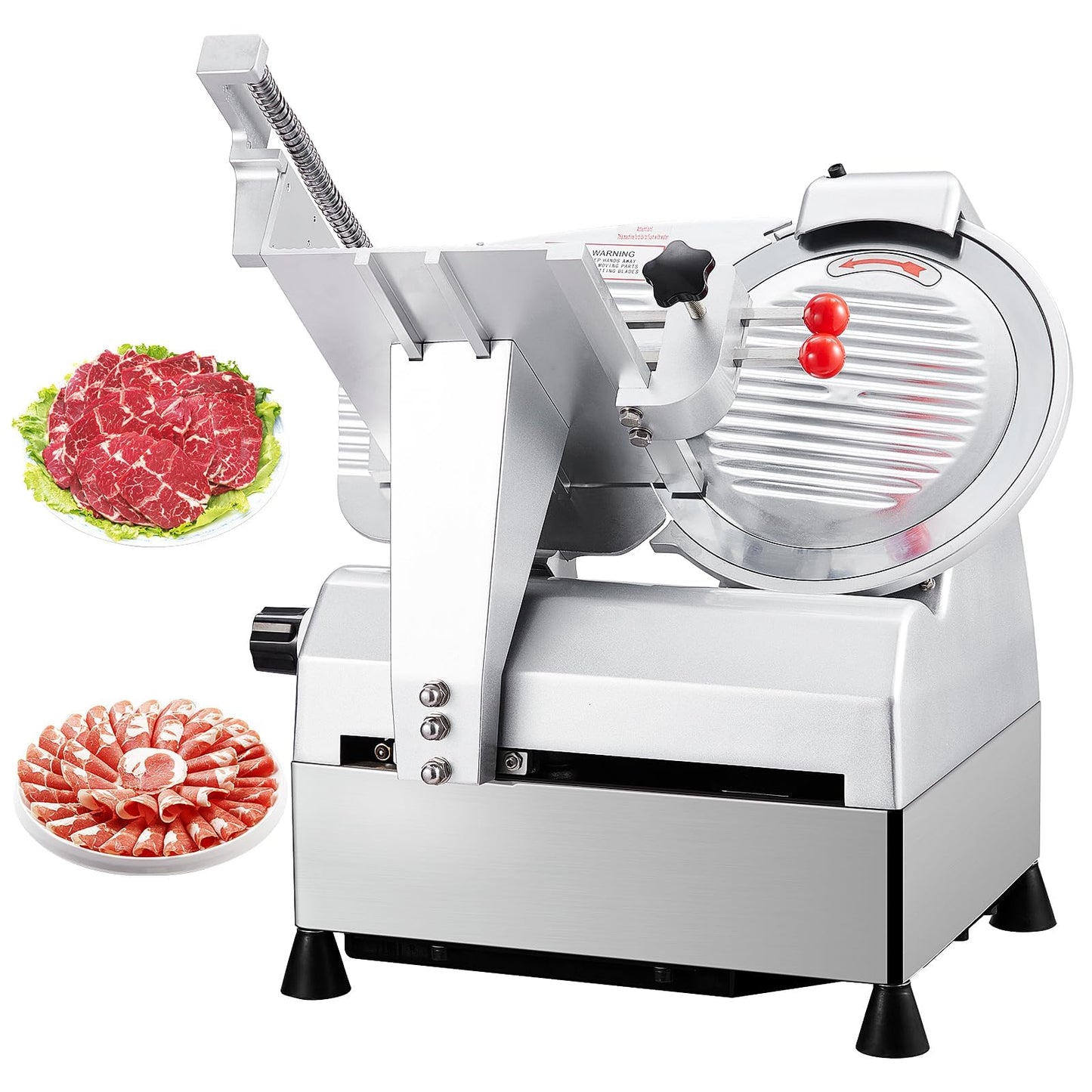 10" Electric Meat Slicer Machine for Home, 550W Automatic Deli Slicer, Adjustable 0-17mm Thickness, Stainless Steel Blade, Commercial Meat Cutter for Cheese, Bread & More