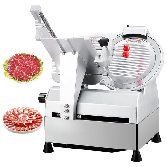 10" Electric Meat Slicer Machine for Home, 550W Automatic Deli Slicer, Adjustable 0-17mm Thickness, Stainless Steel Blade, Commercial Meat Cutter for Cheese, Bread & More