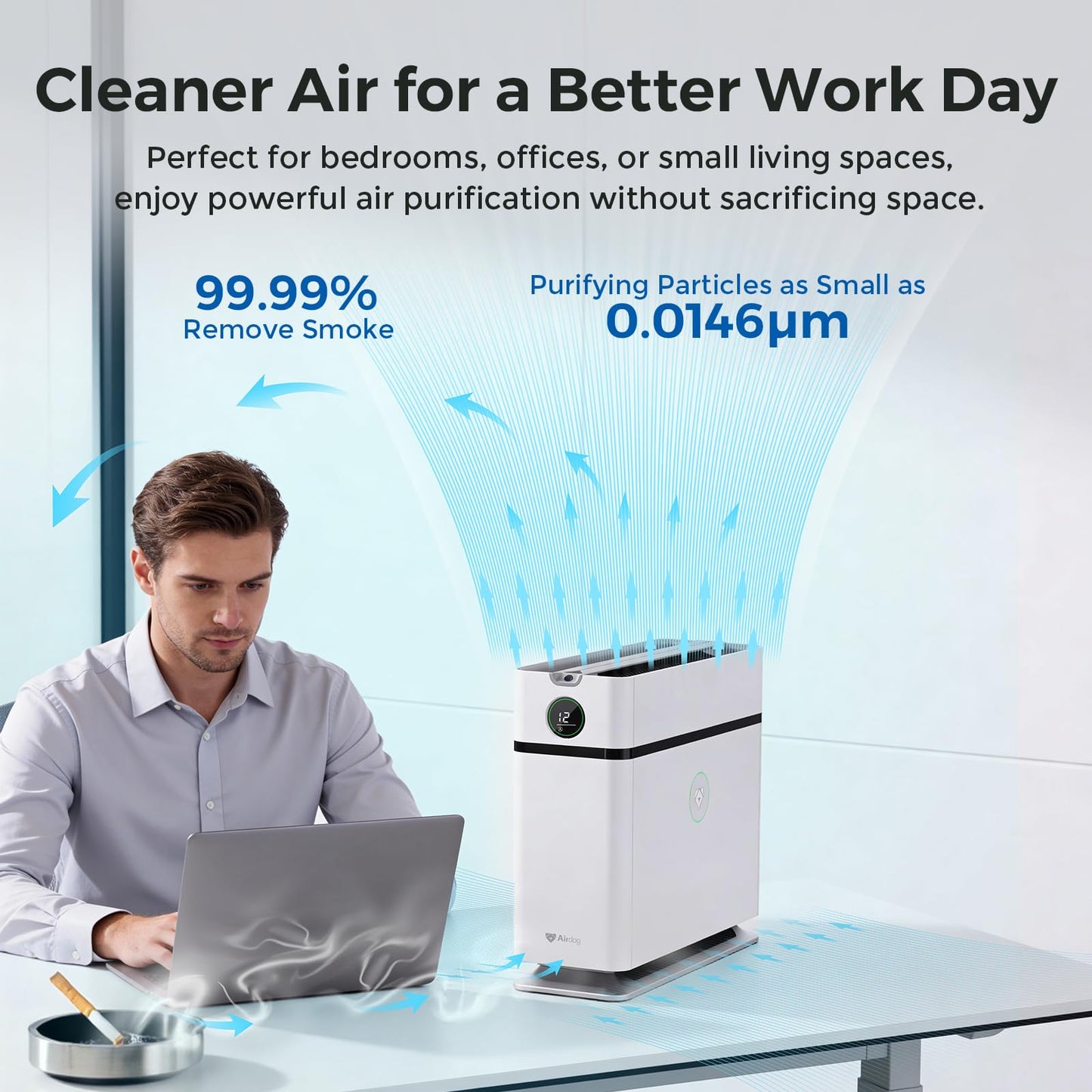 Airdog X1+ Air Purifier for Home,TPA Technology Up to 20X More Effective than HEPA,Portable Air Cleaner for RV with 3 Modes, App Control for Allergens, Pollutants, Smoke, Dust