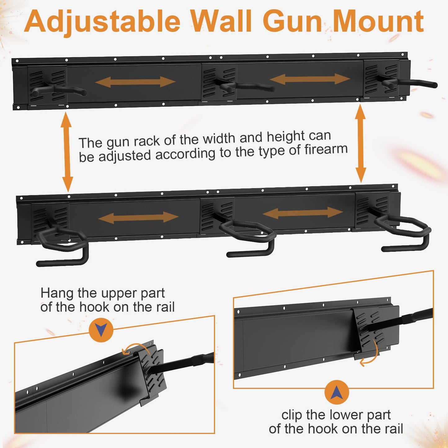 JBBTOOL Gun Rack, Adjustable Gun Racks for Wall, Heavy Duty Gun Rack Wall Mount Hold up to 230 Lbs, Indoor RifleRack Vertical Display Stand with Soft Padding, Space-Saving Gun Storage