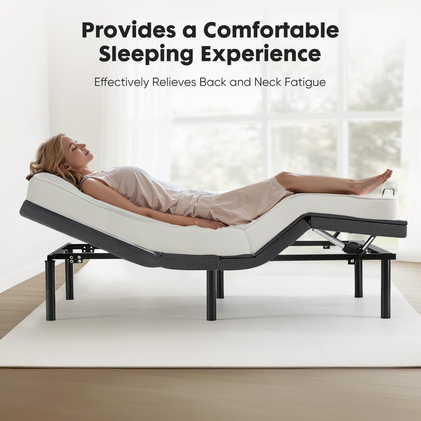 Sweetcrispy Full Adjustable Bed Frame, Ergonomic Electric Base with Wireless Remote and 2 USB Ports, Head and Foot Incline, Zero Gravity, Anti-Snore, Easy Assembly