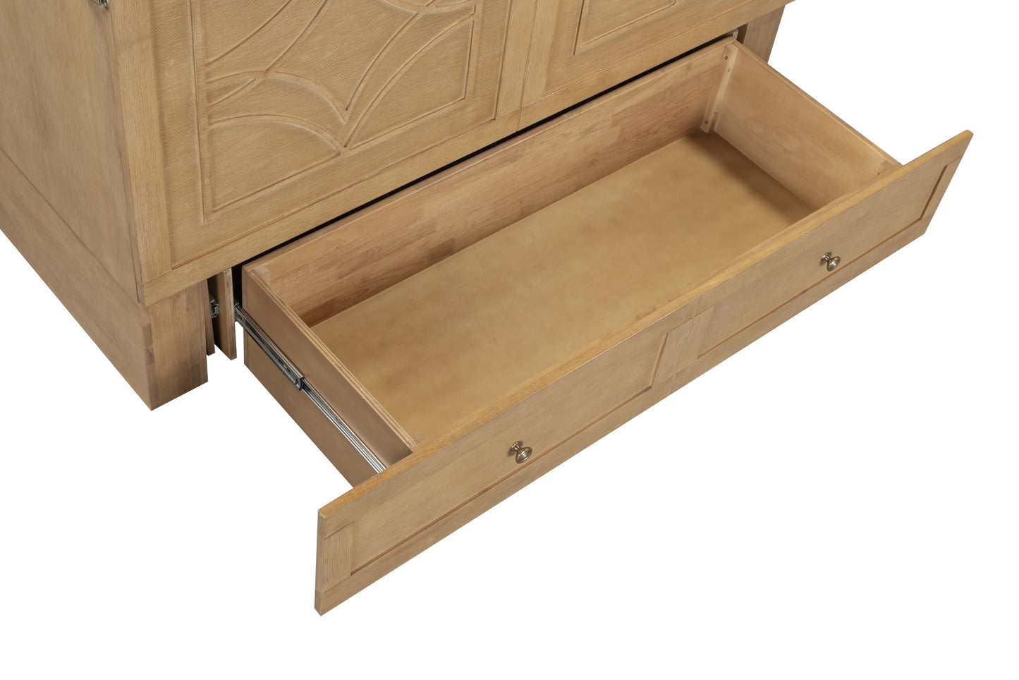 Mega Solutions Breeze Murphy Cabinet Chest Bed with Charging Station 6 Inch, Queen (Light Oak)
