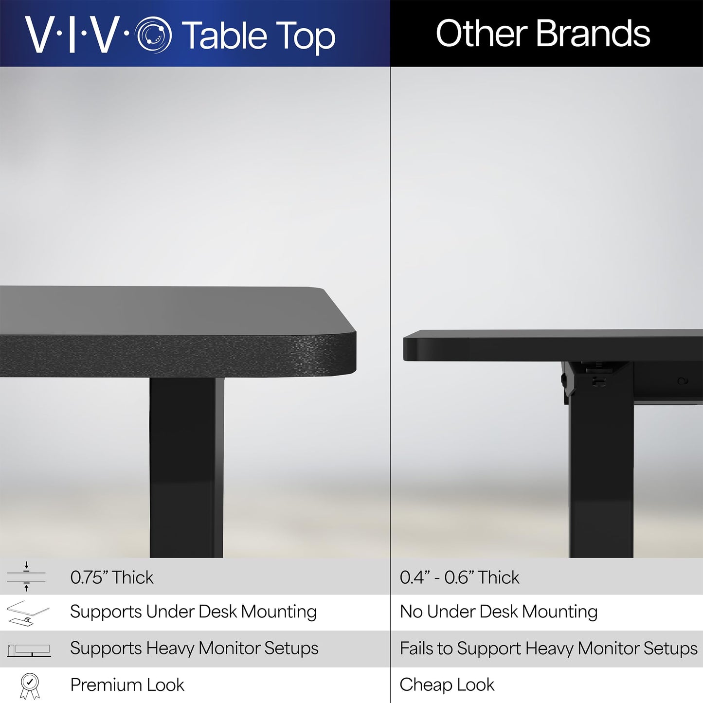 VIVO Electric 63 x 32 in Standing Desk, Touch Screen Adjustment, 220 lb Frame Support, 2E Series, Black Top Black Frame, DESK-KIT-2E1B