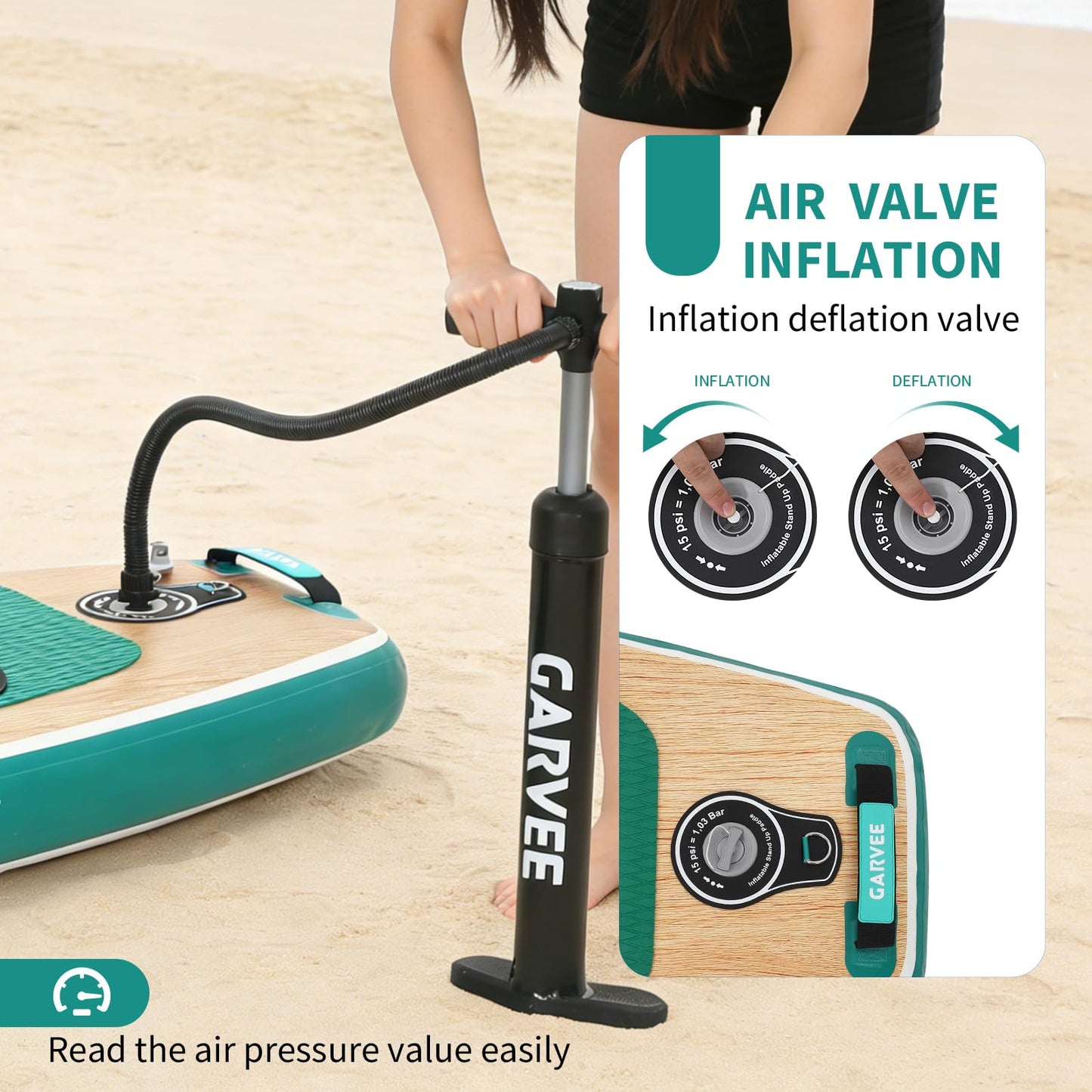 GarveeHome Inflatable Stand Up Paddle Board with Premium SUP Accessories, Wide Stable Design, Anti-Slip EVA Deck, Built-in Camera Mount, 11'5" Inflatable Paddle Boards for Adults & Youth