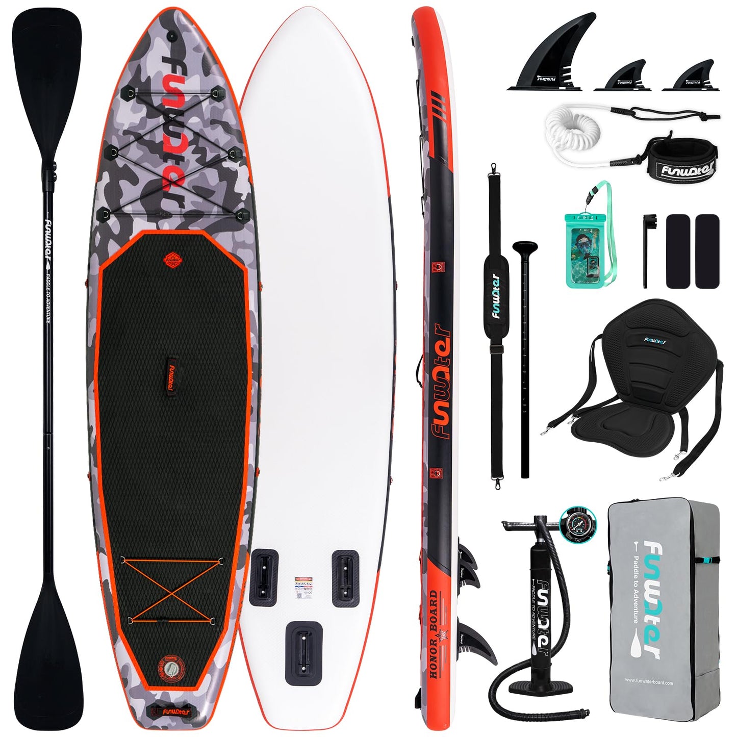 FunWater Inflatable Stand Up Paddle Board with Premium SUP Paddleboard Accessories, Anti-Slip EVA Deck, Paddle Boards for Adults & Youth of All Skill Levels