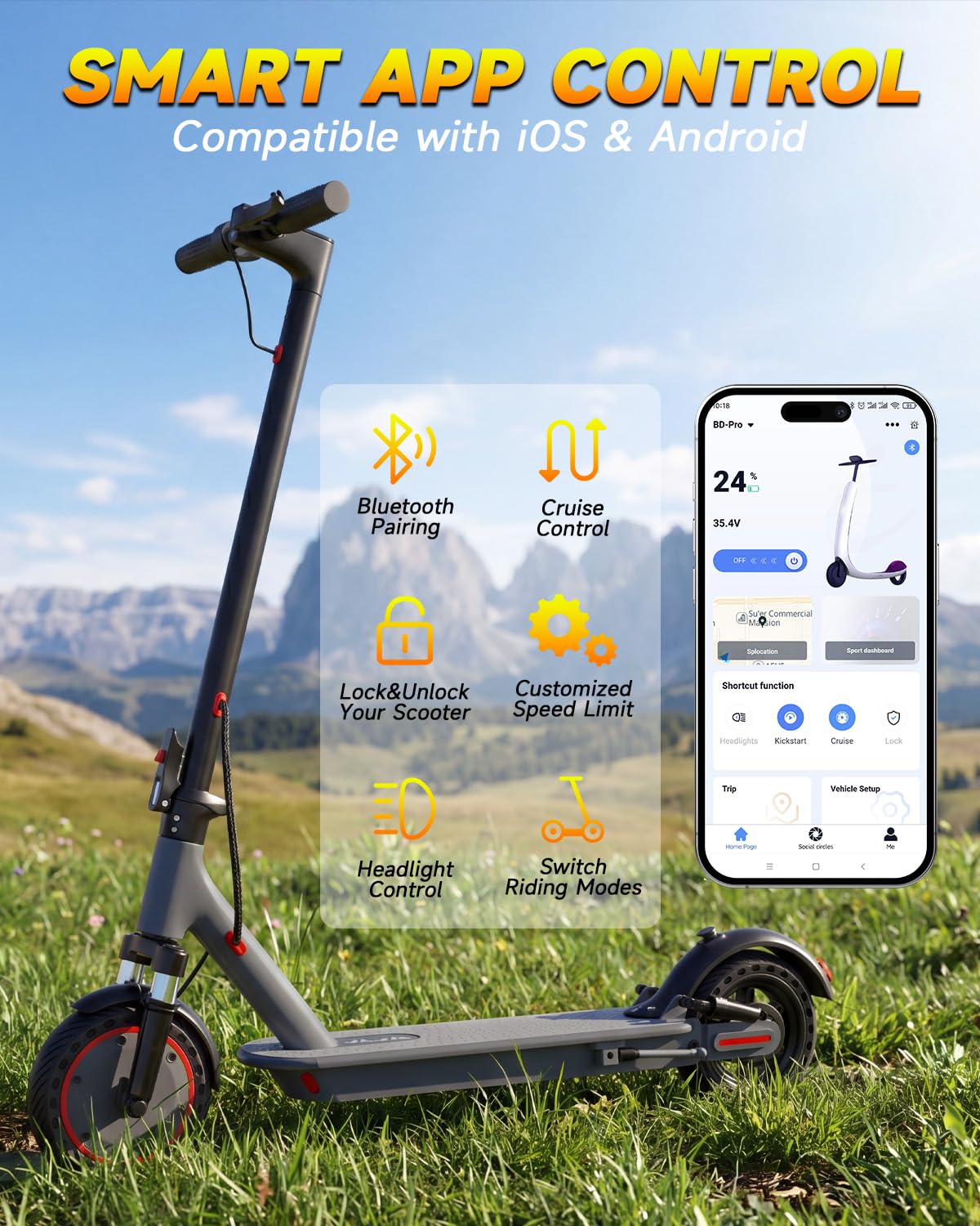 VOLPAM 10''/11''Electric Scooter with Dual Suspensions, 19/22MPH, 500W/800WMotor, 60/40/31/23Miles Long Range, Dual Braking, Max Load 264 lbs