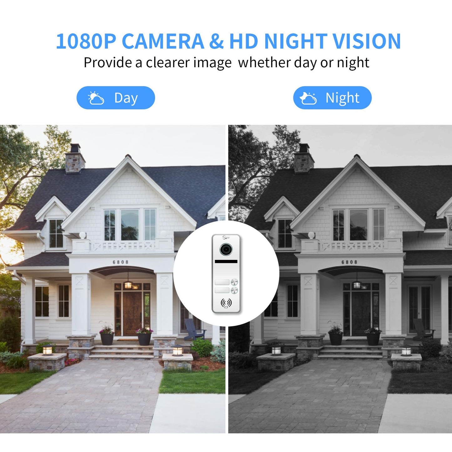 Wired Apartment Video Intercom System 2 Units 7 Inches Touch Monitor Wireless Wifi Video Doorbell System,Video Door Phone Kit,Indoor Outdoor Support Monitoring, Unlock, Dual Way Intercom for Home