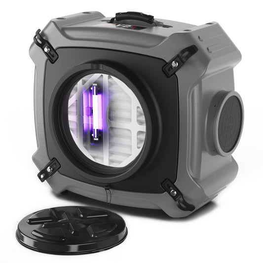 Abestorm Air Scrubber with MERV-10 Filter, HEPA/Activated Carbon Filter for Commercial/Industrial Use, Stackable Negative Air Machine with UV-C Light 4 Stage Filtration, V2