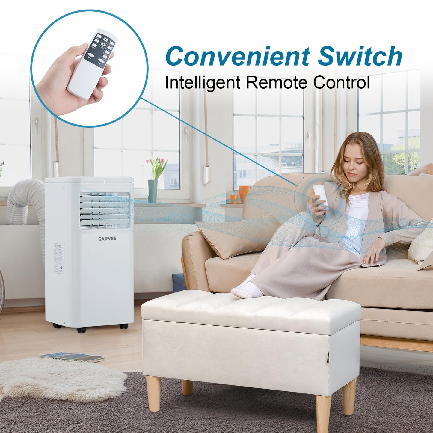 Garvee 10000BTU Portable Air Conditioner 3 in 1, Quiet AC Unit with Fan & Dehumidifier Up to 450 sq.ft, 24H Timer&LED Display, Remote, Window Kit, for Bedroom/Office/Dorms/Apartment