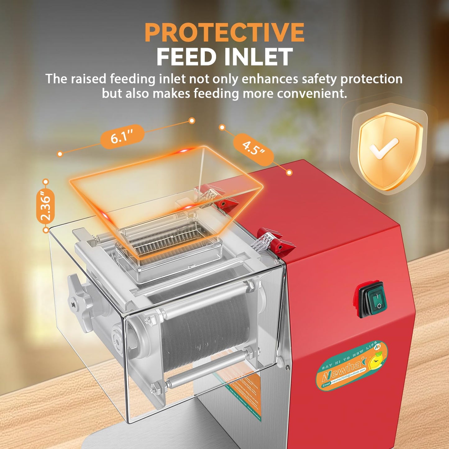 Newhai 850W Meat Cutter Machine, Commercial Meat Cutting Machine 5mm/0.2inch Heavy Duty, Stainless Steel Meat Slicer Shredder Restaurant, for Boneless Meat Soft Vegetables