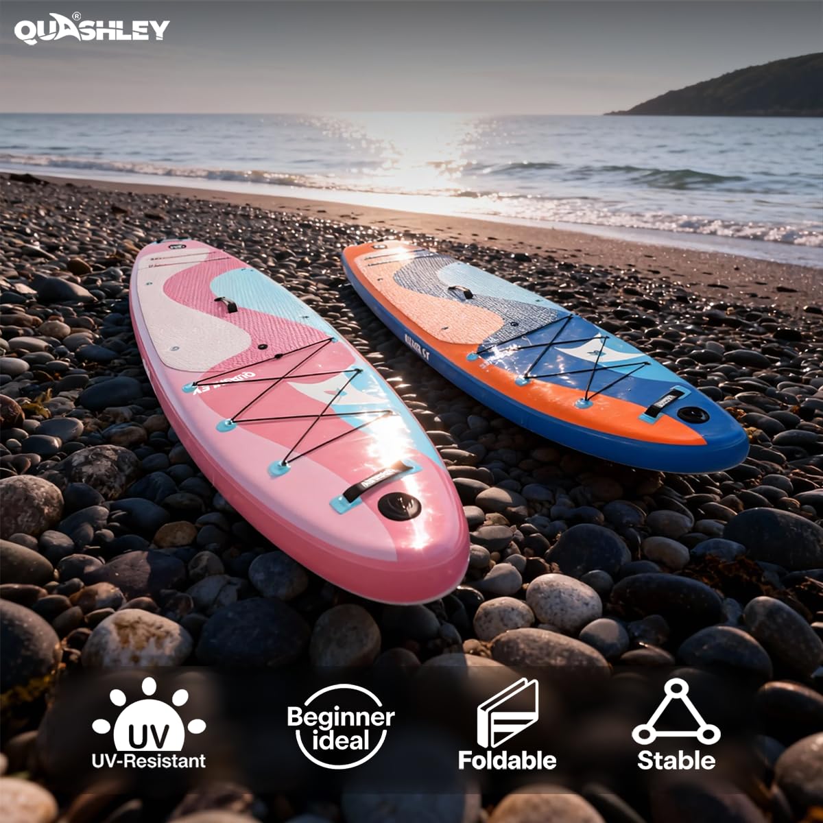 Quashley Inflatable Stand Up Paddle Board - All-Round SUP for Yoga,Fishing,Touring | Portable,Stable,Lightweight with Non-Slip Deck & Paddle for Beginners & Family Fun Berry